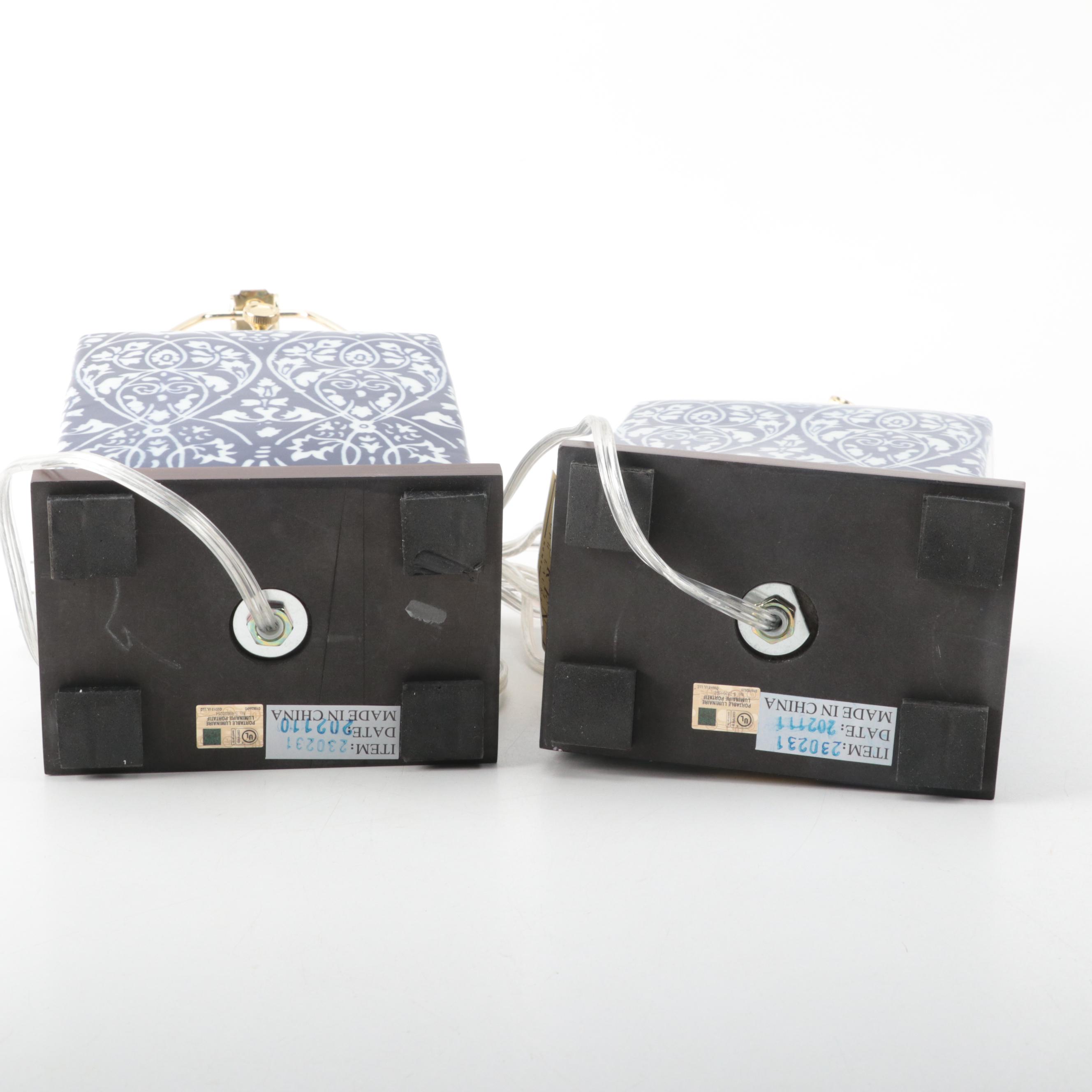 Pair of Ralph Lauren Blue and White Floral Ceramic Table Lamps