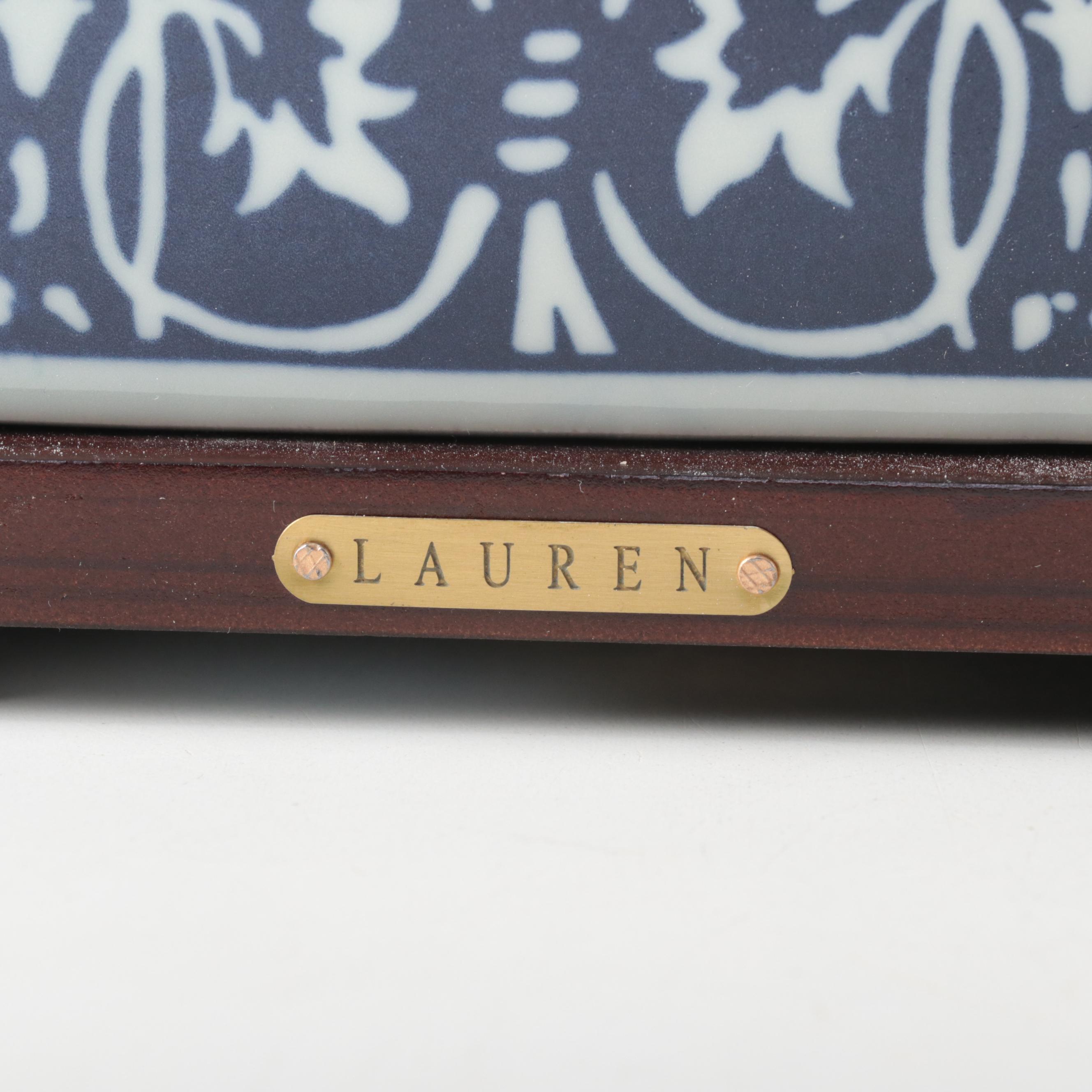 Pair of Ralph Lauren Blue and White Floral Ceramic Table Lamps