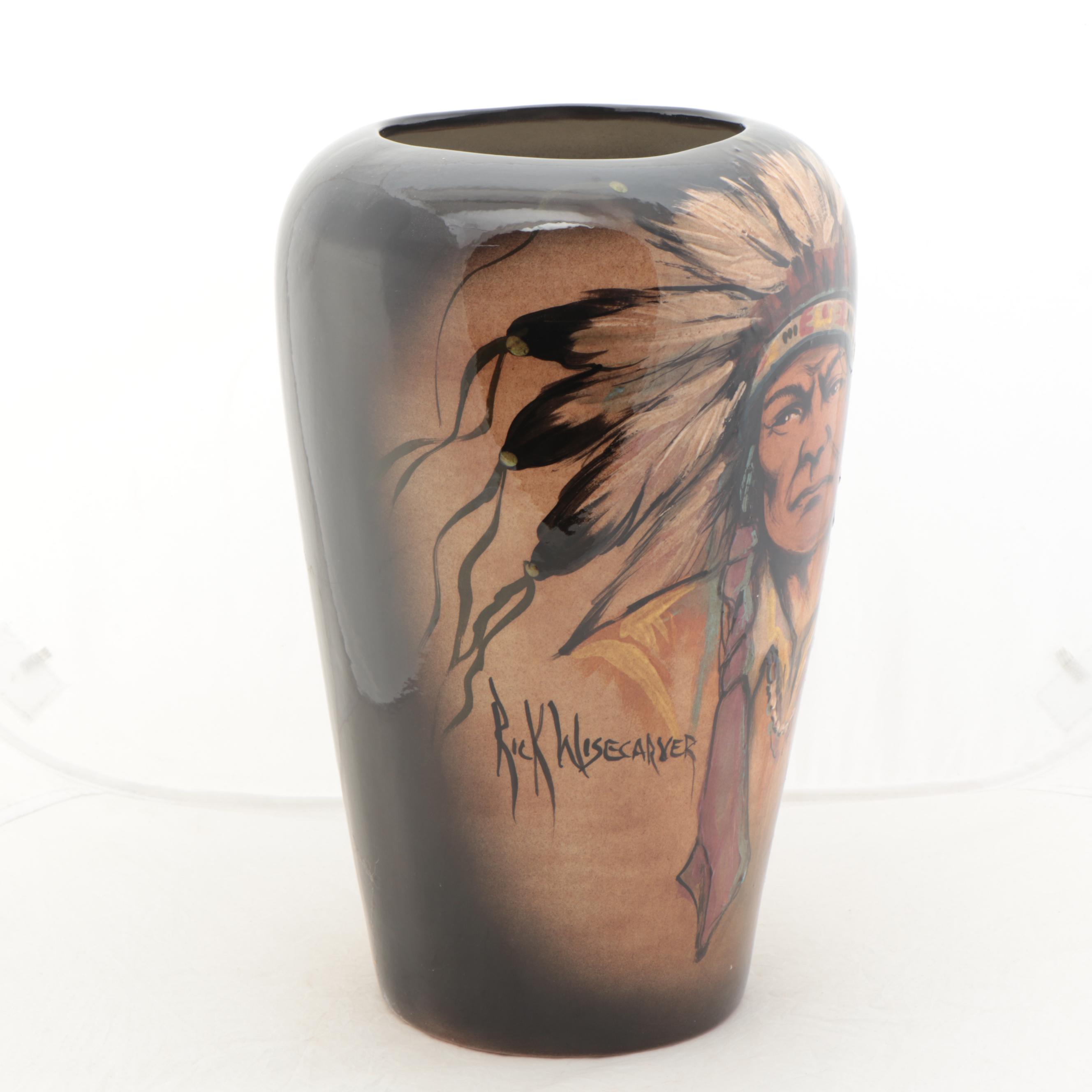 Rick Wisecarver Hand-Painted Wihoa Earthenware Vase, 2001