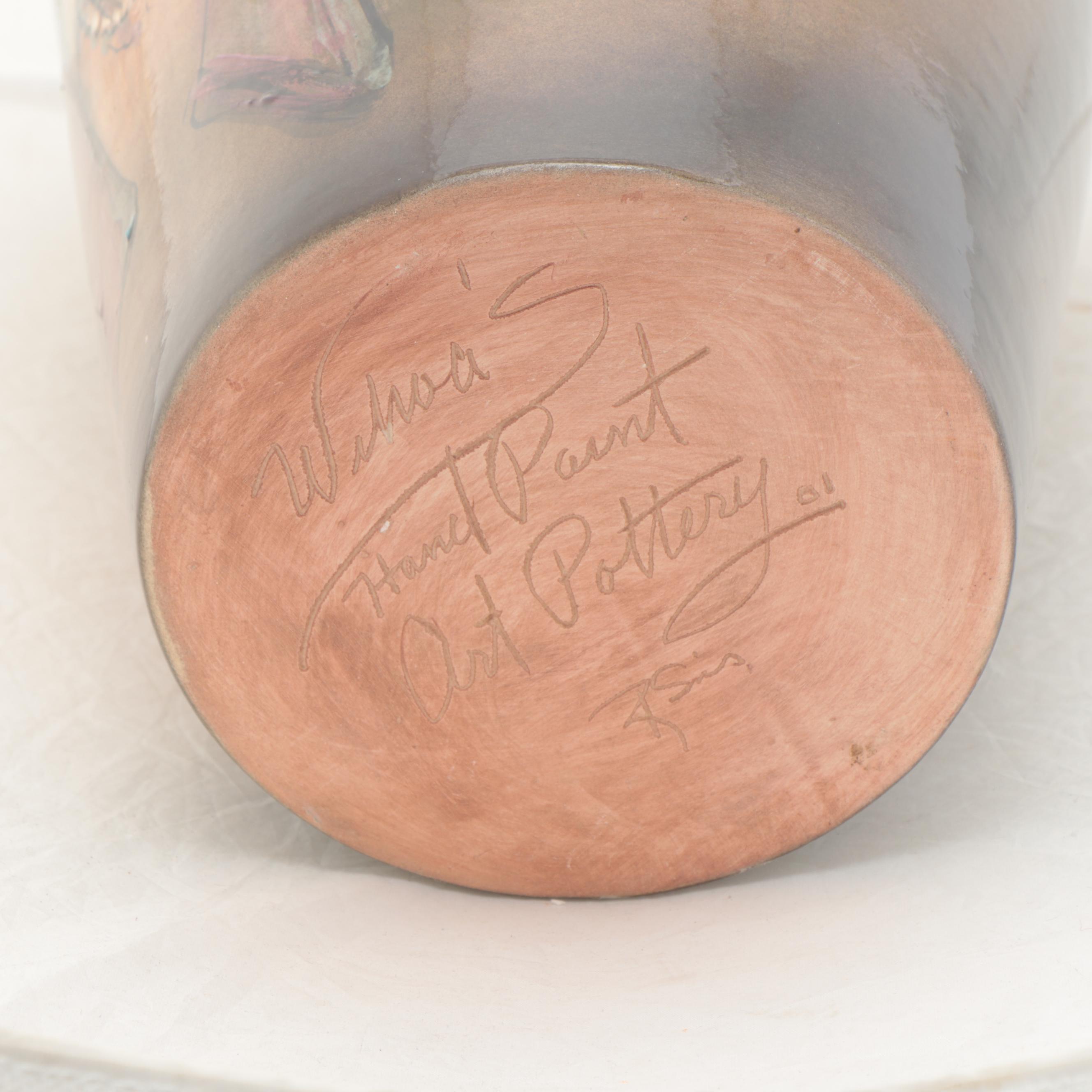 Rick Wisecarver Hand-Painted Wihoa Earthenware Vase, 2001