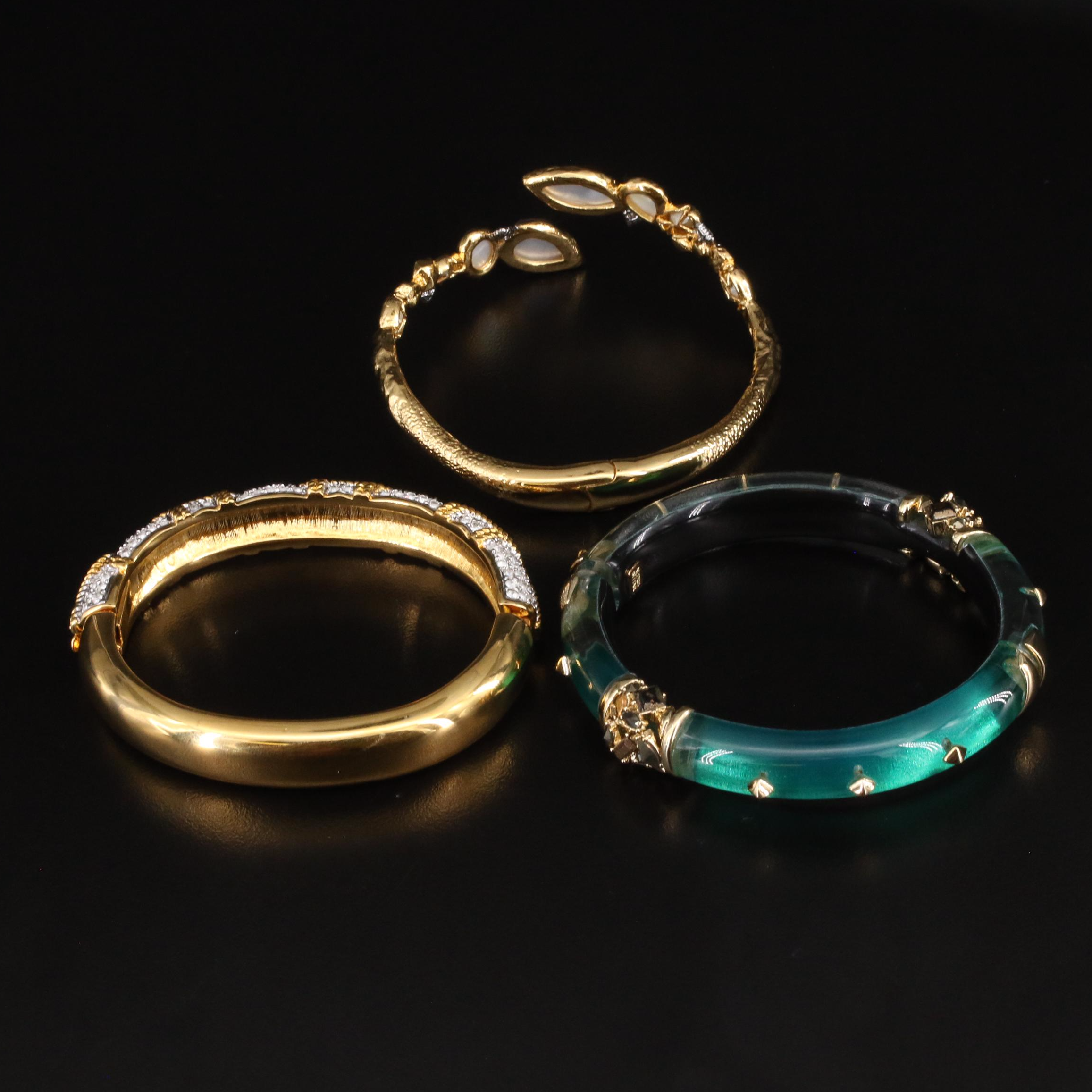 Alexis Bittar and Swarovski Hinged Bangles Including Mother-of-Pearl Doublet