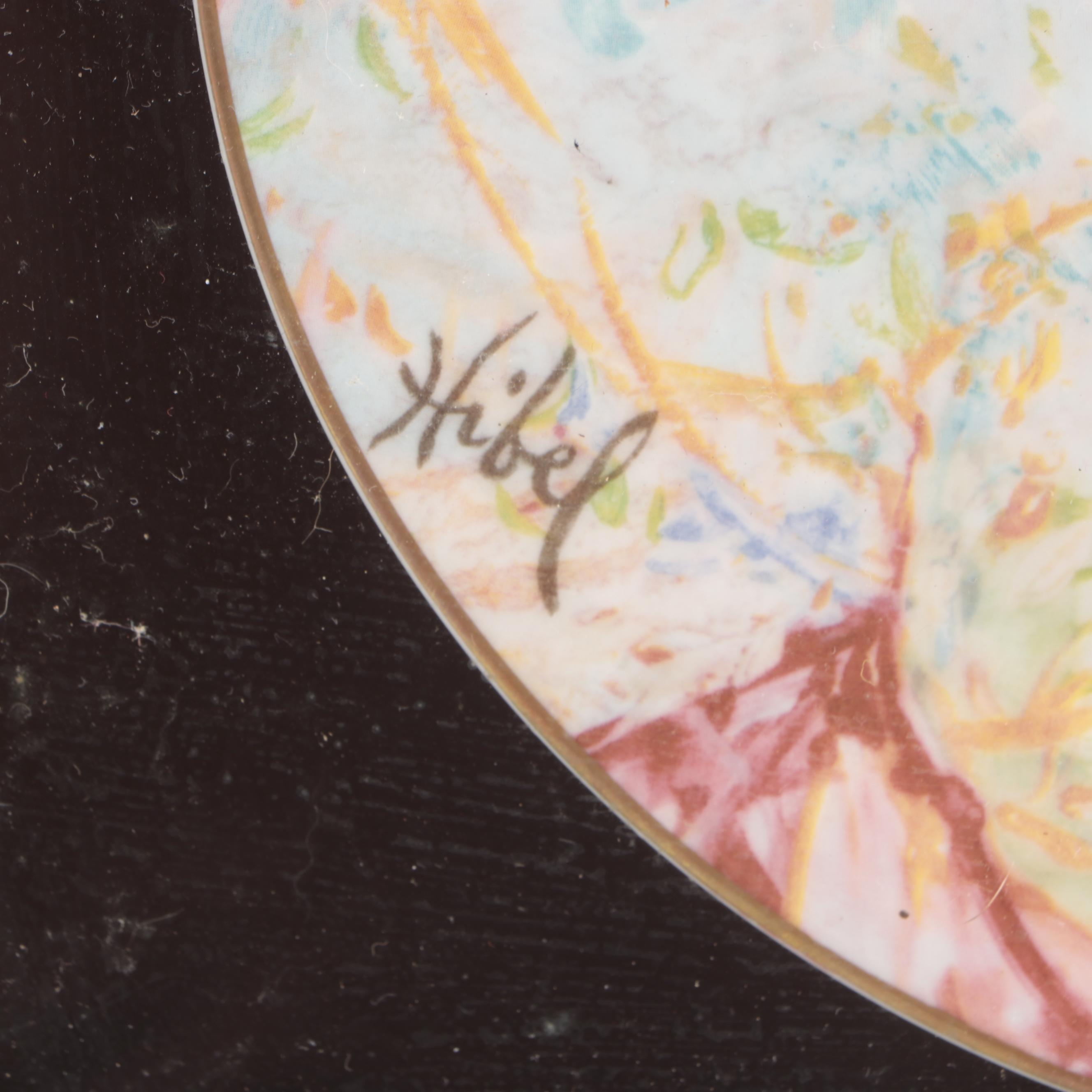 Framed Edna Hibel for Edwin Knowles Mother and Child Porcelain Portrait Plates