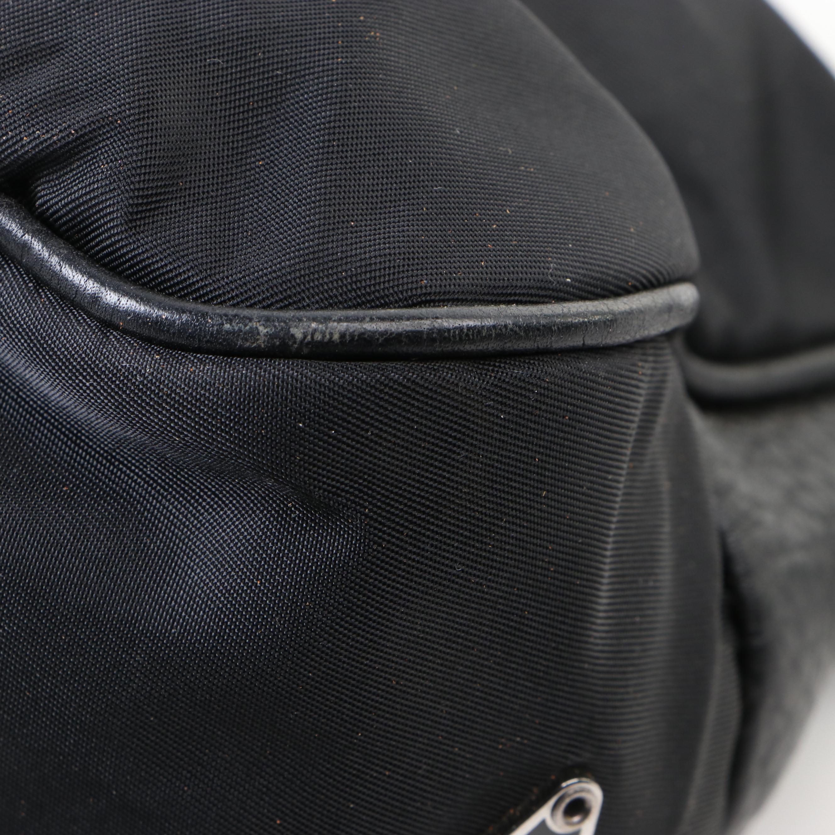 Prada Small Zip Baguette Shoulder in Black Nylon Gabardine and Leather