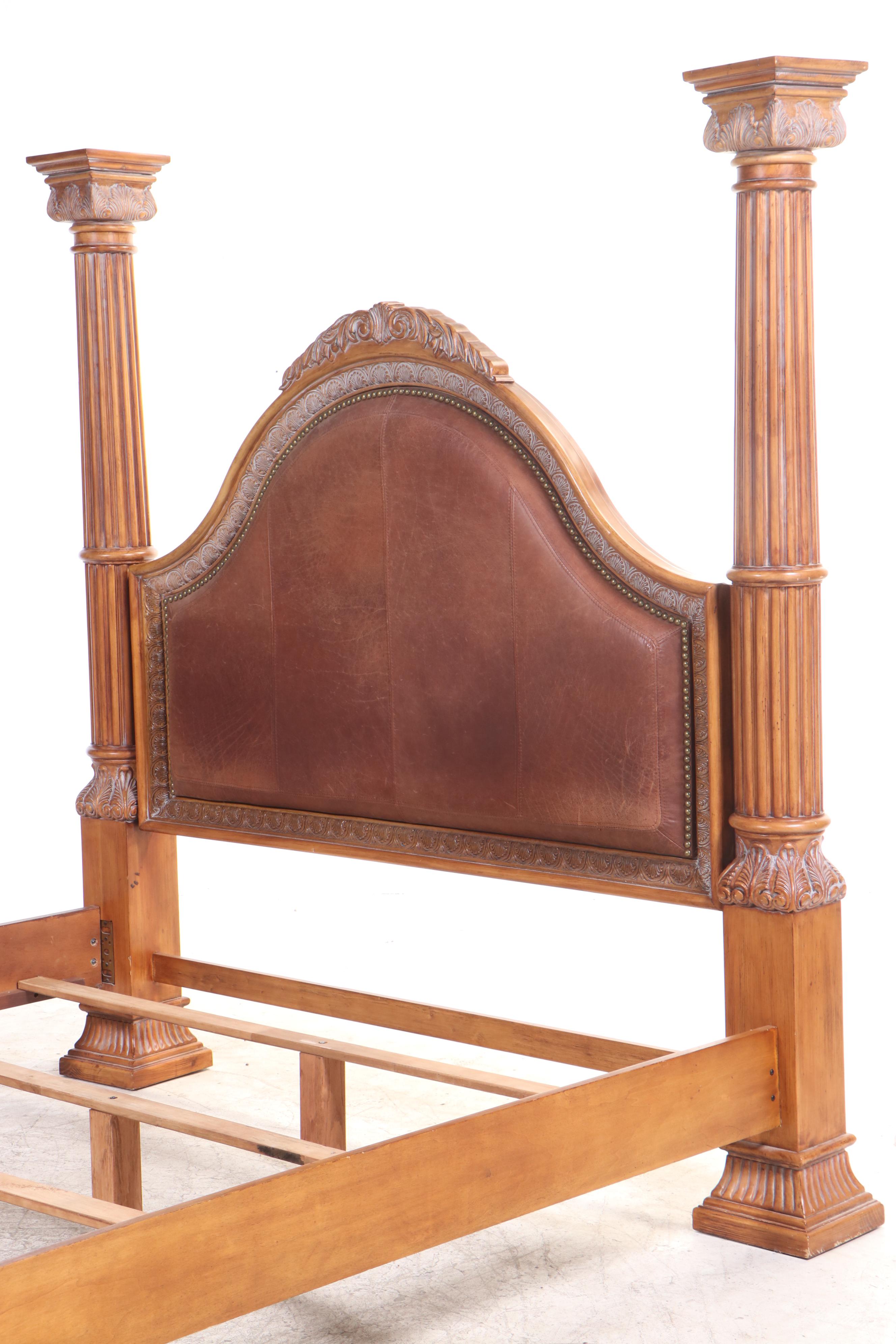 OKI Furniture Fair Baroque Style King Bed with Leather Headboard