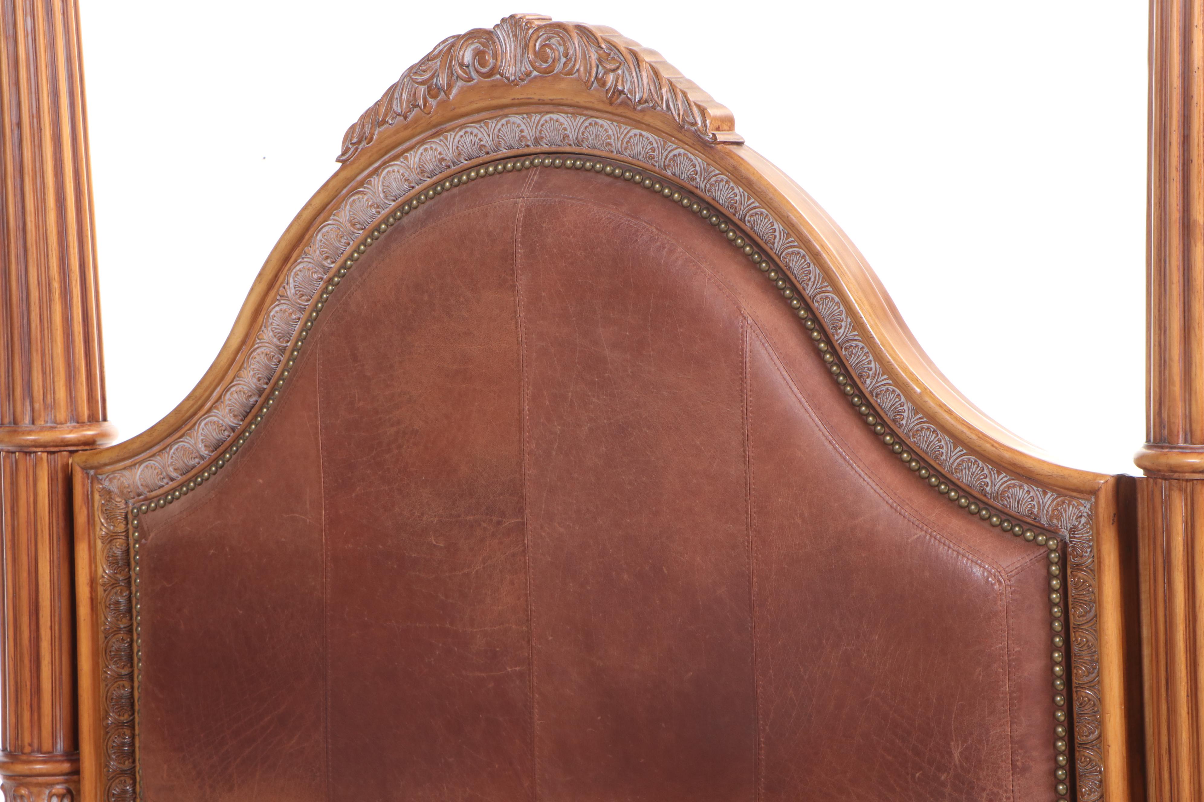 OKI Furniture Fair Baroque Style King Bed with Leather Headboard