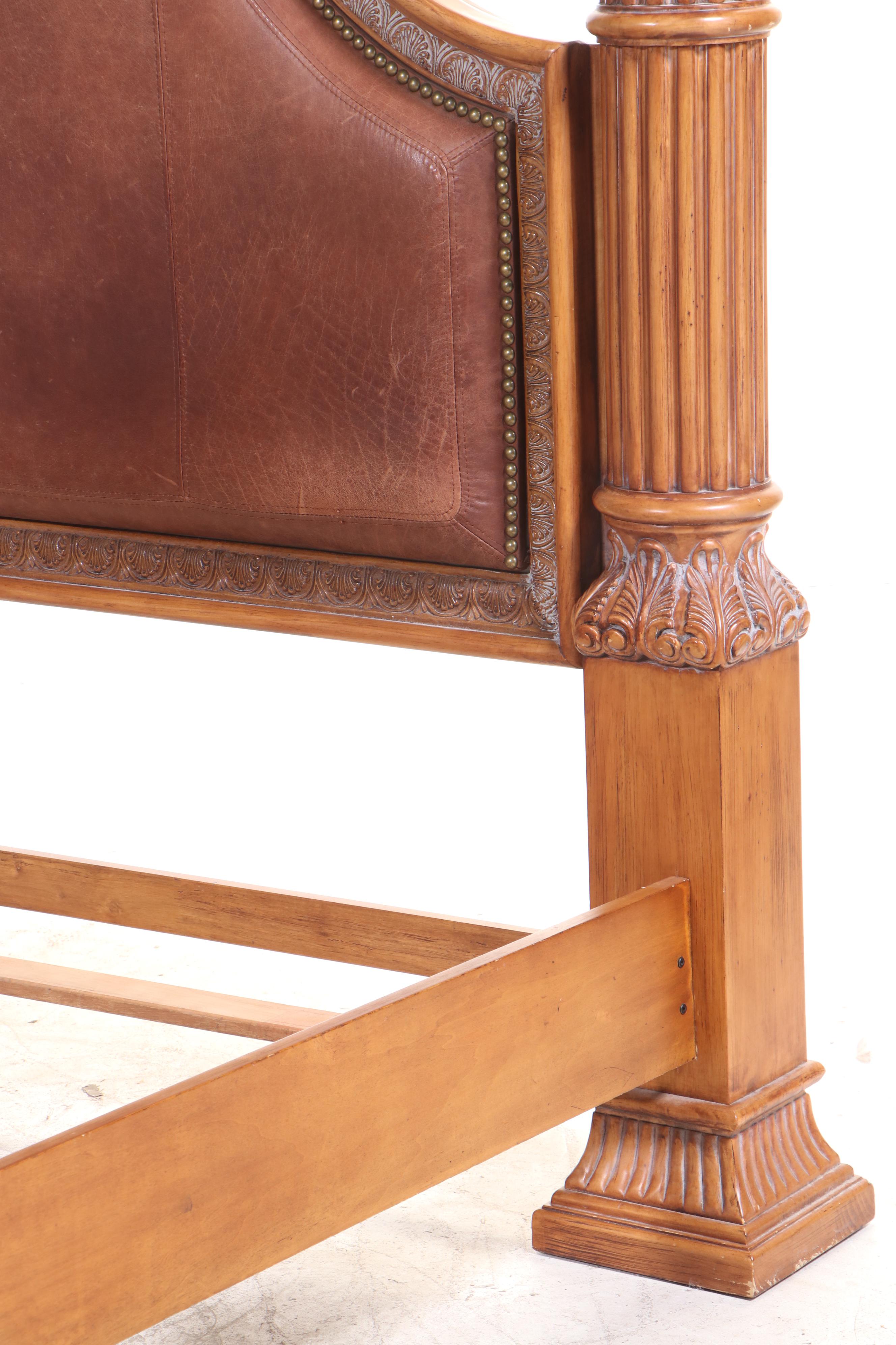 OKI Furniture Fair Baroque Style King Bed with Leather Headboard