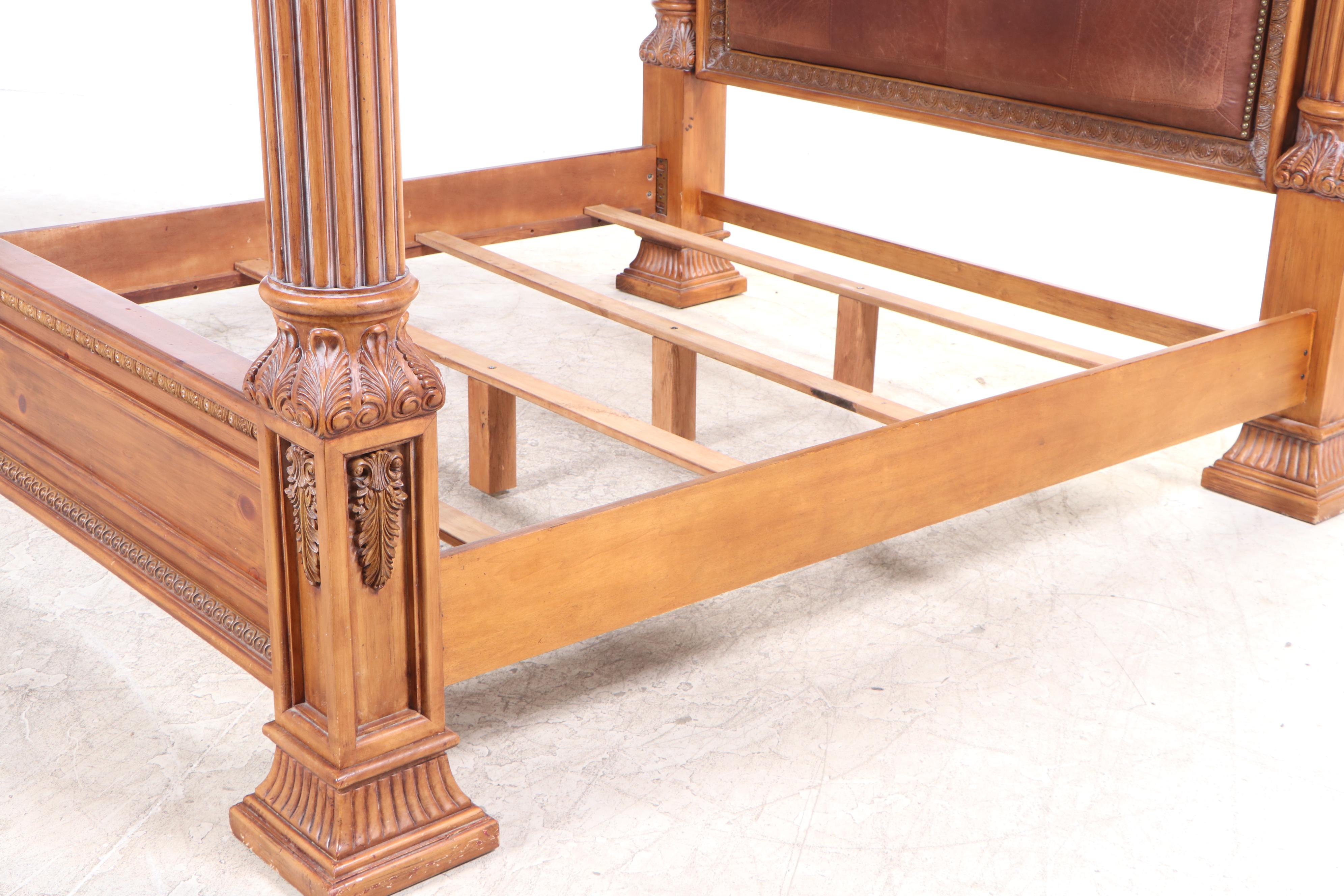 OKI Furniture Fair Baroque Style King Bed with Leather Headboard