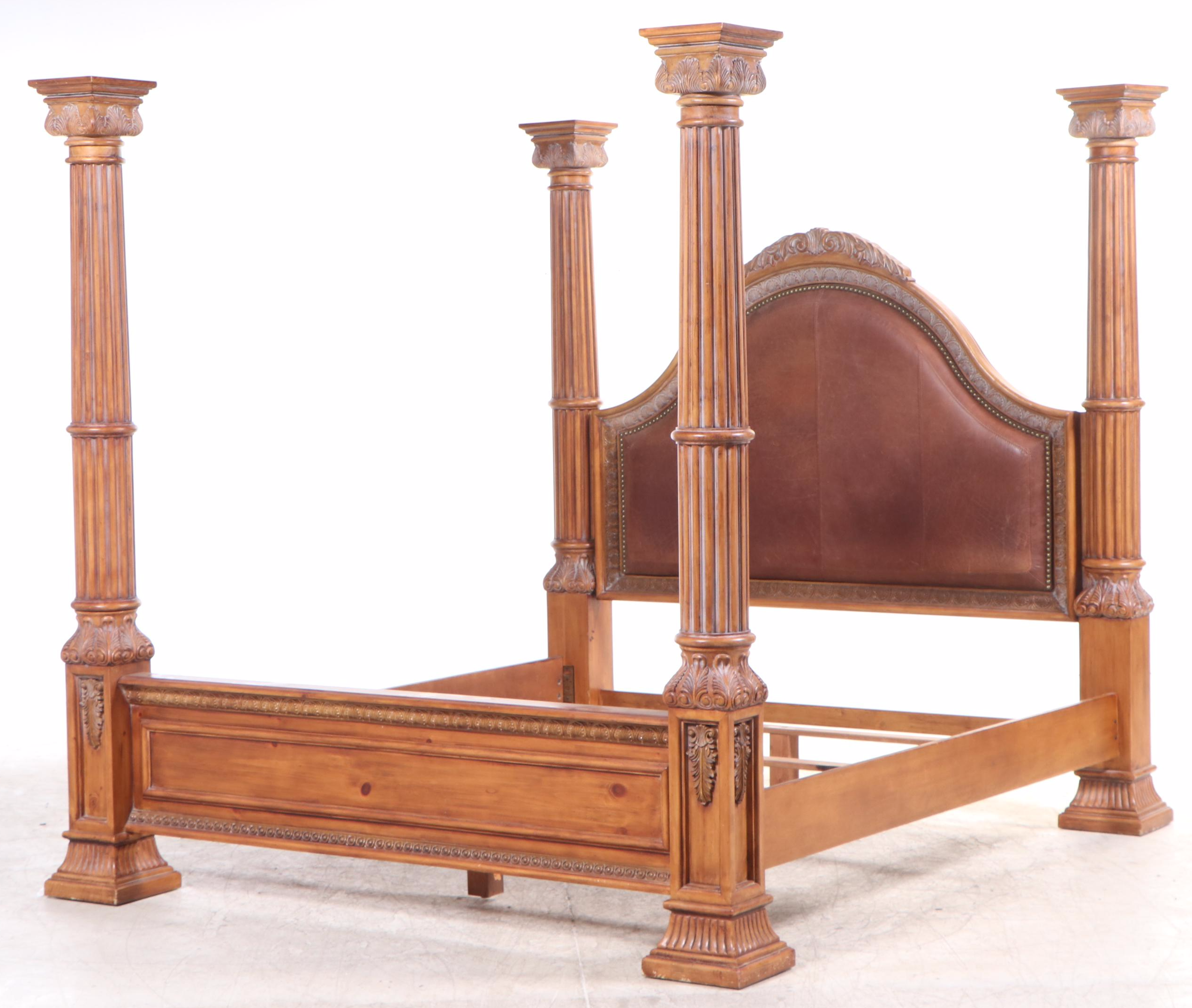 OKI Furniture Fair Baroque Style King Bed with Leather Headboard