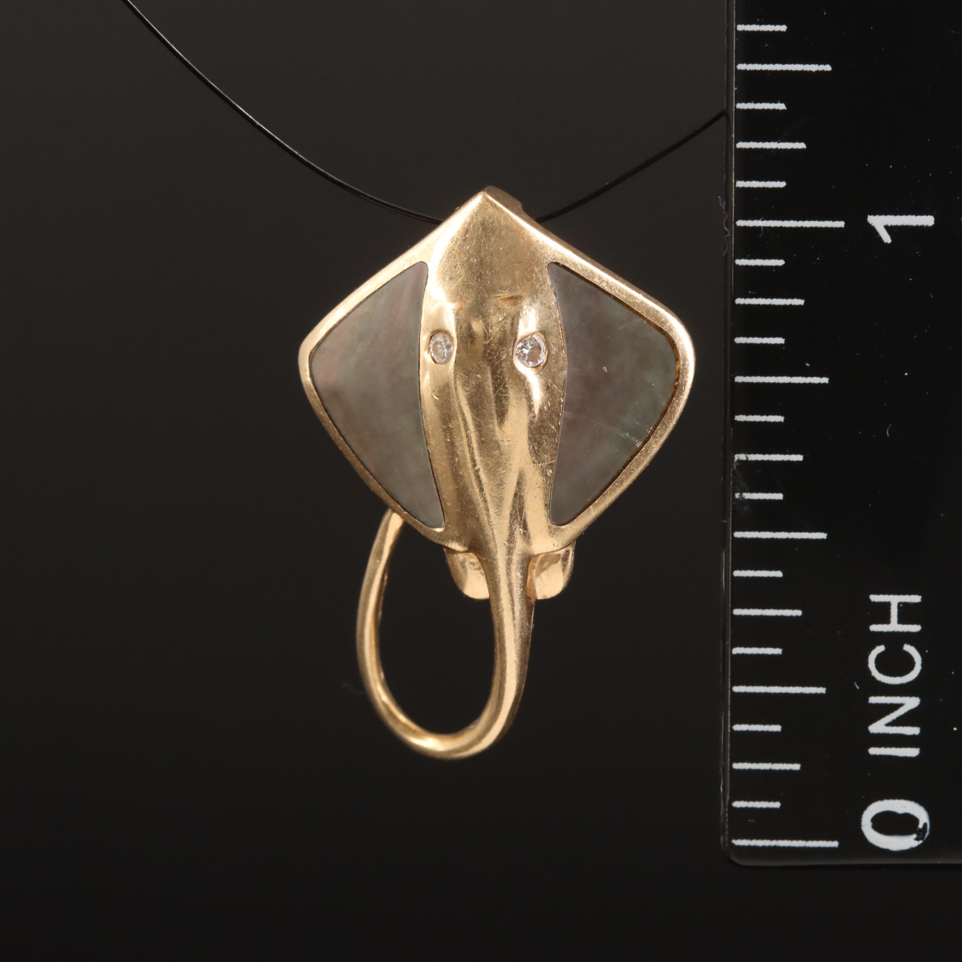 14K Diamond and Mother-of-Pearl Stingray Pendant