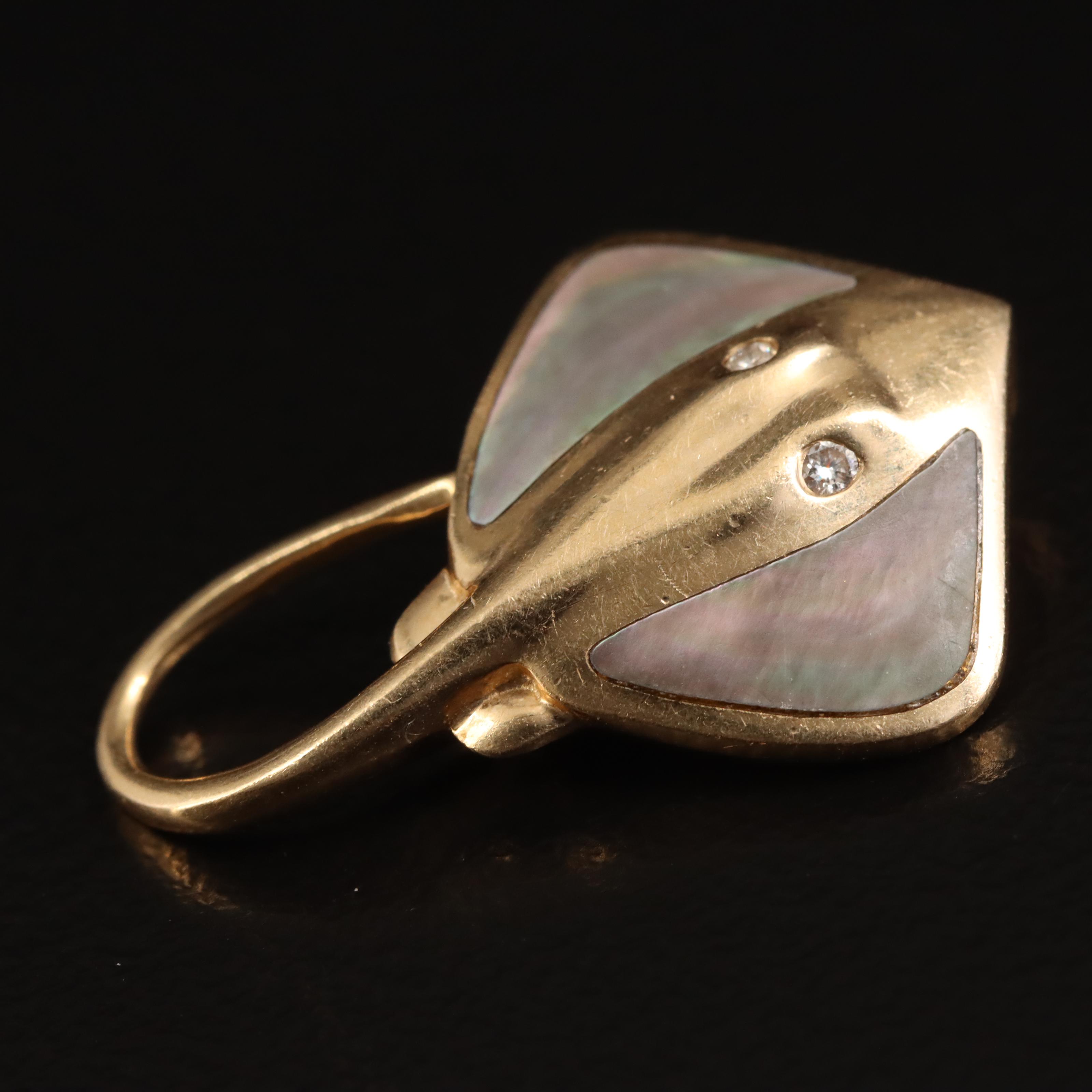 14K Diamond and Mother-of-Pearl Stingray Pendant