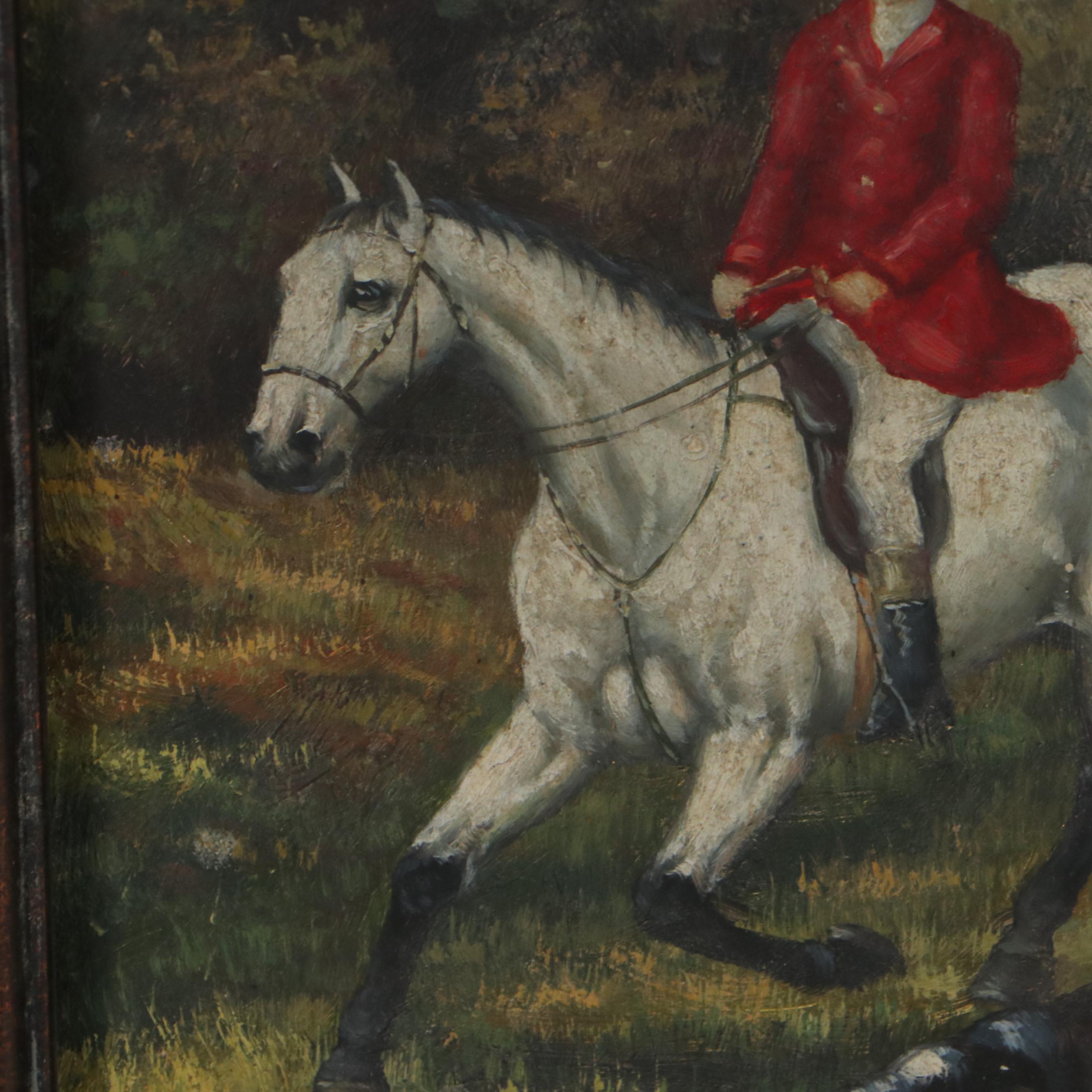 English Hunting Scene Oil Painting