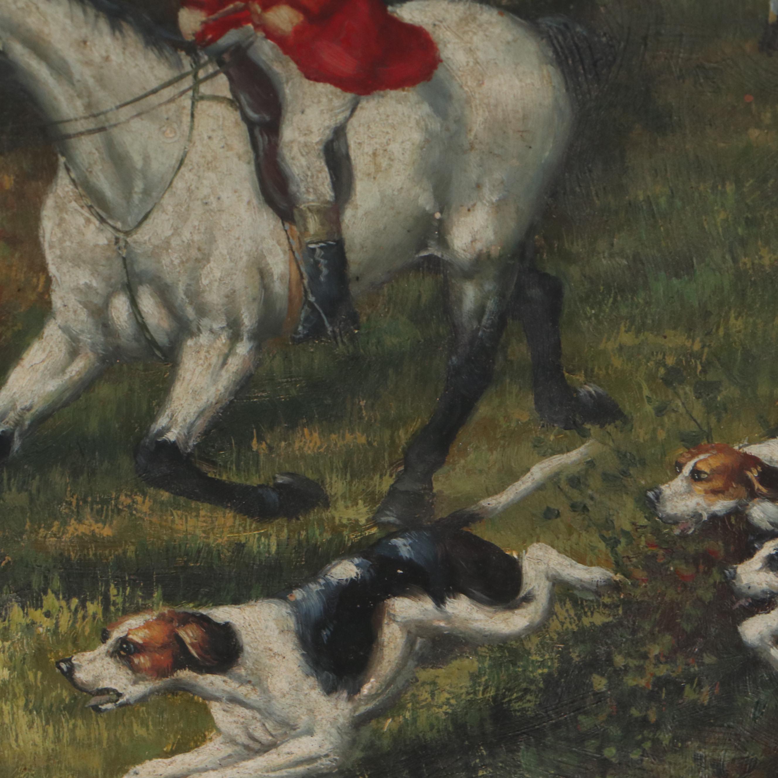 English Hunting Scene Oil Painting
