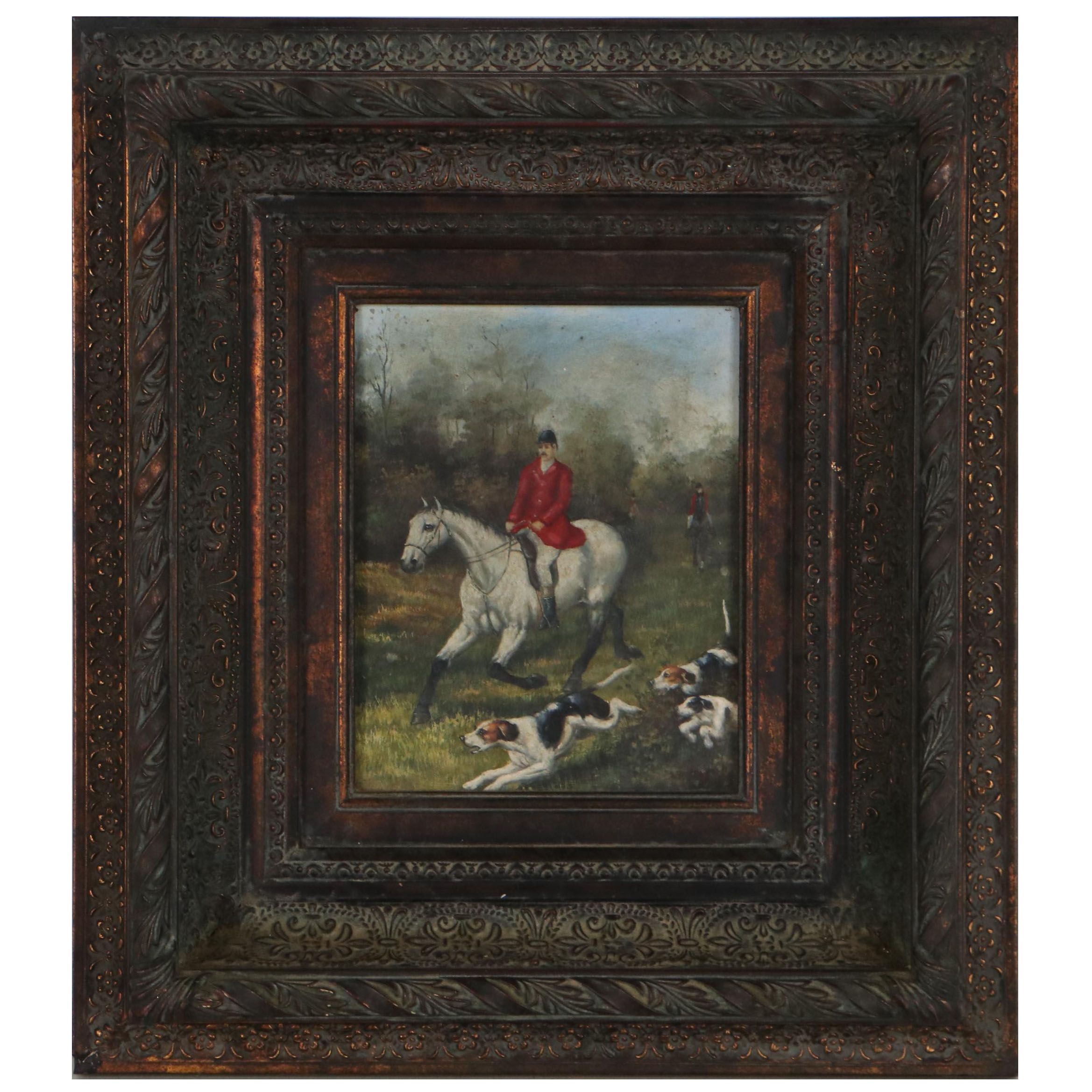English Hunting Scene Oil Painting