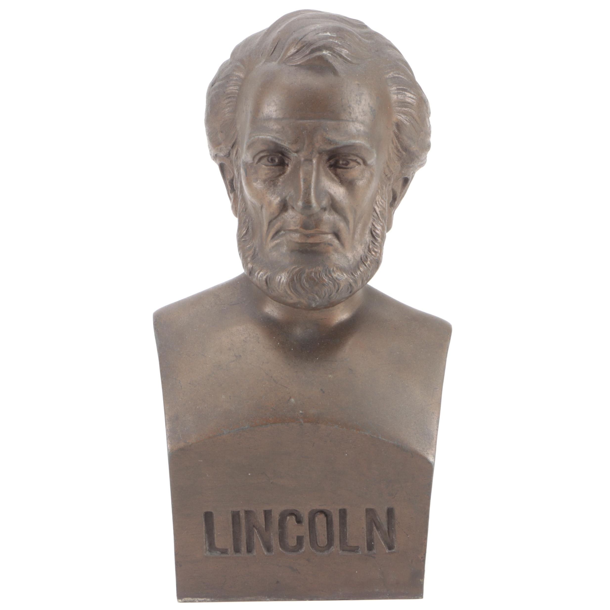 Bronze Finished Metal Abraham Lincoln Bust Figurine