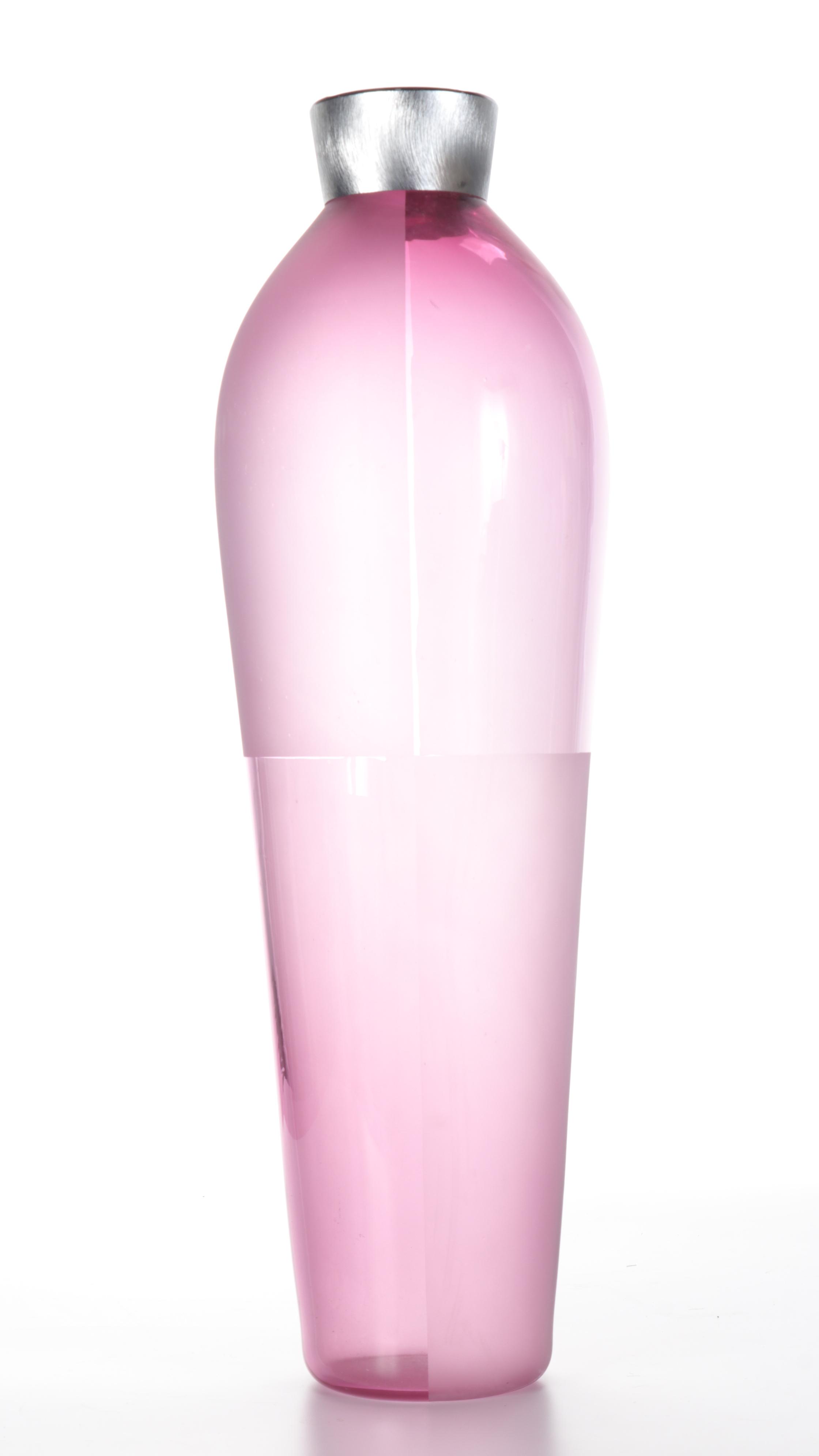 Glass and Stainless Steel Blush Pink Vase