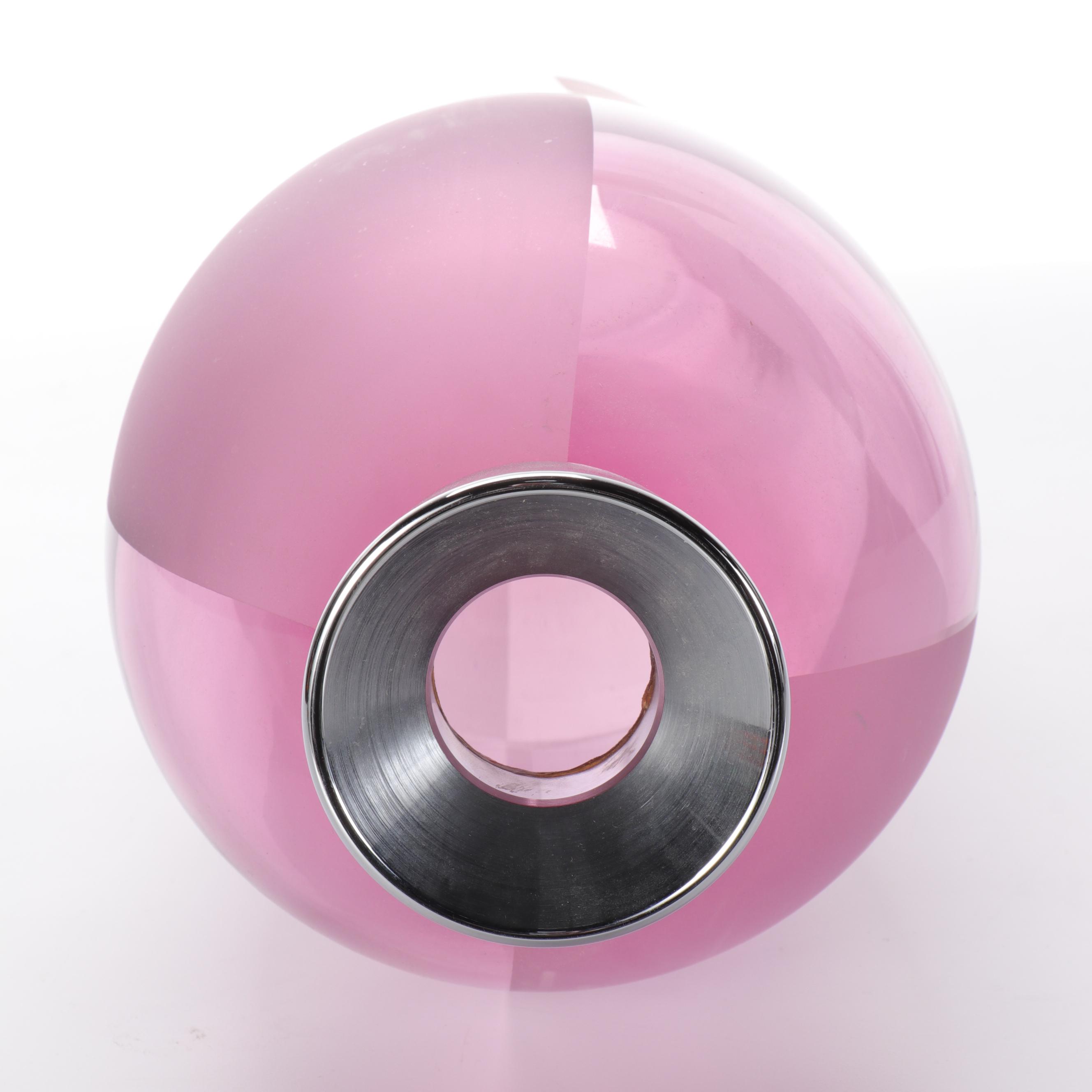 Glass and Stainless Steel Blush Pink Vase