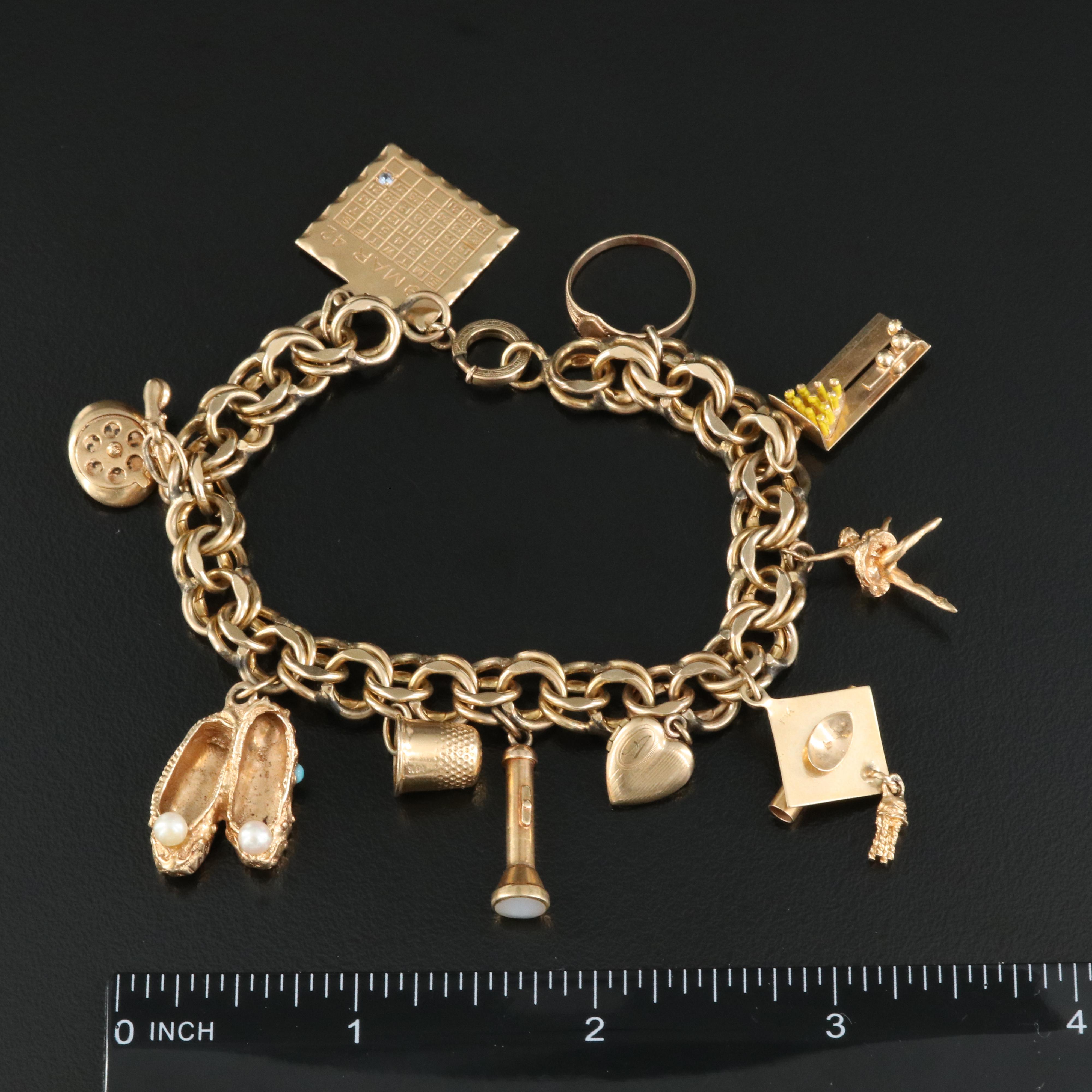 Charm Bracelet with 14K, 10K and Gold-Filled Charms