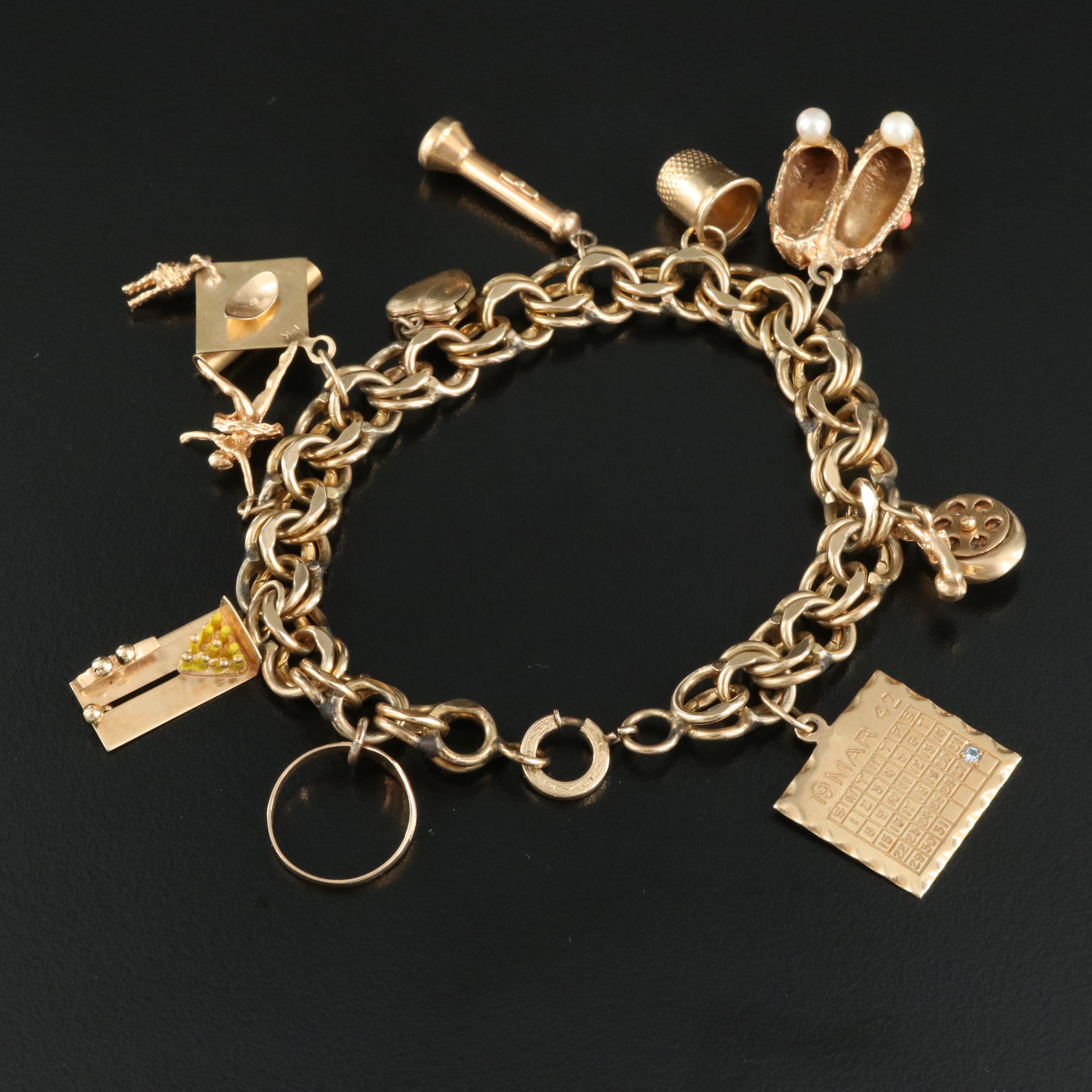 Charm Bracelet with 14K, 10K and Gold-Filled Charms