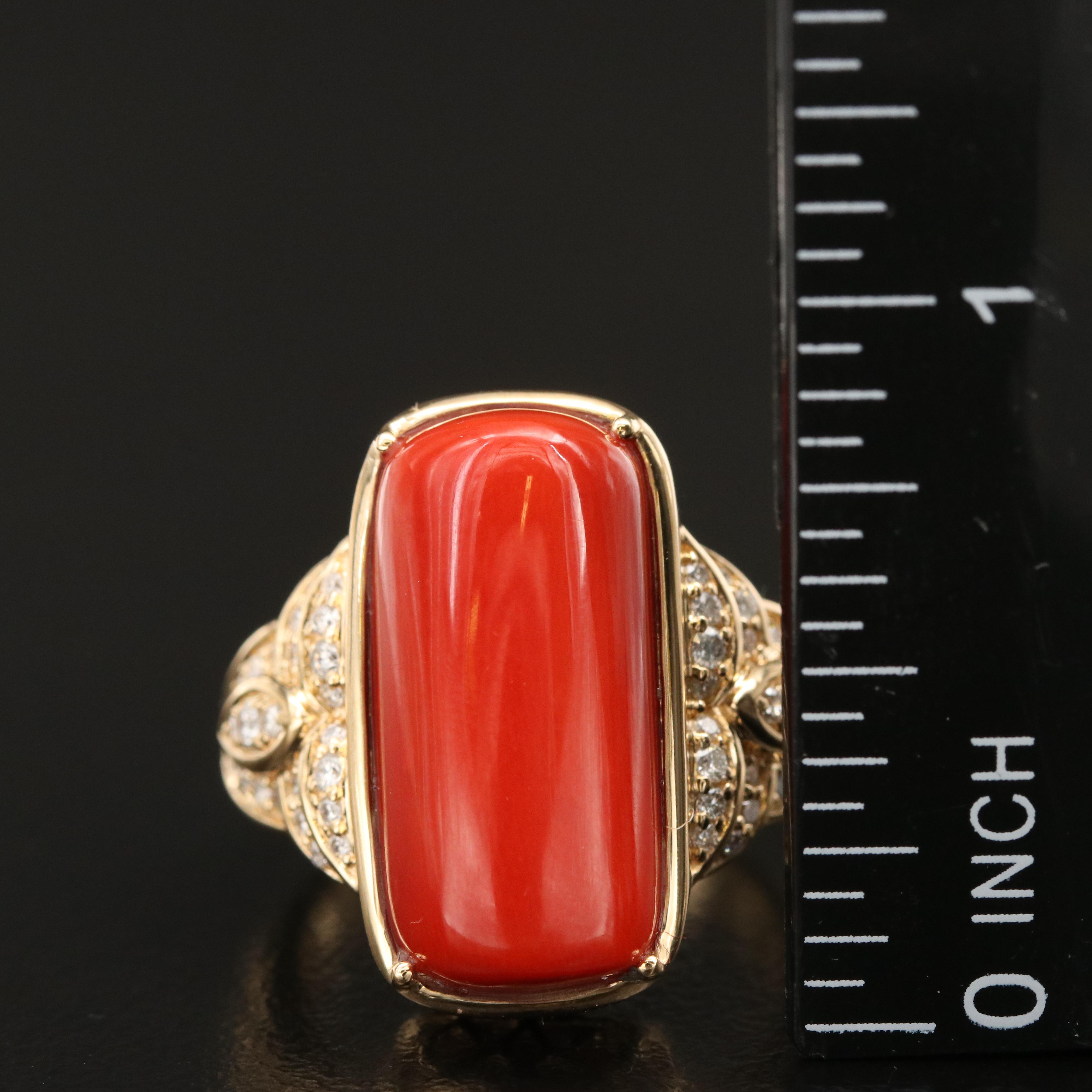 Chromia Jewelry 18K Coral and Diamond Ring