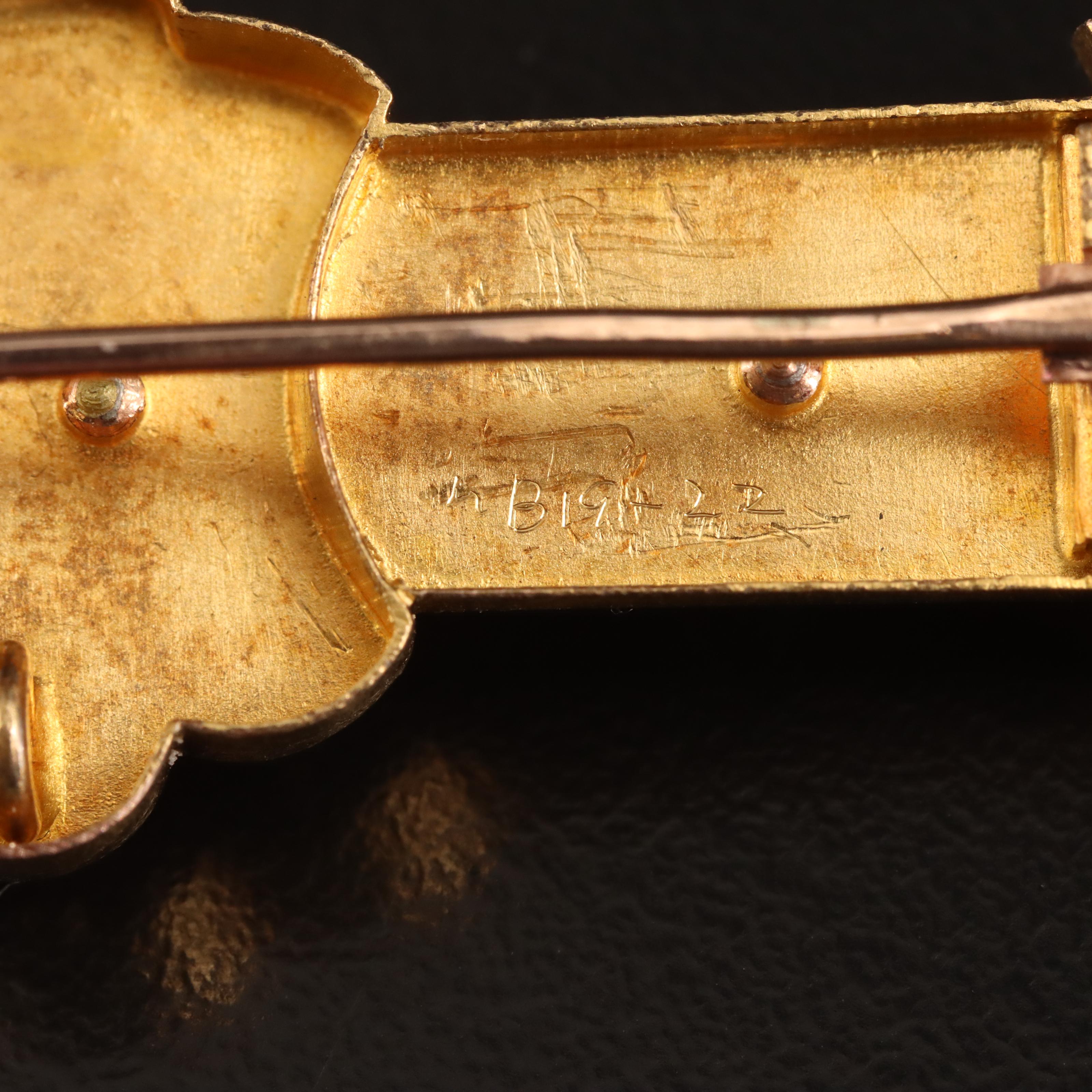 Victorian 14K Turquoise and Seed Pearl Brooch