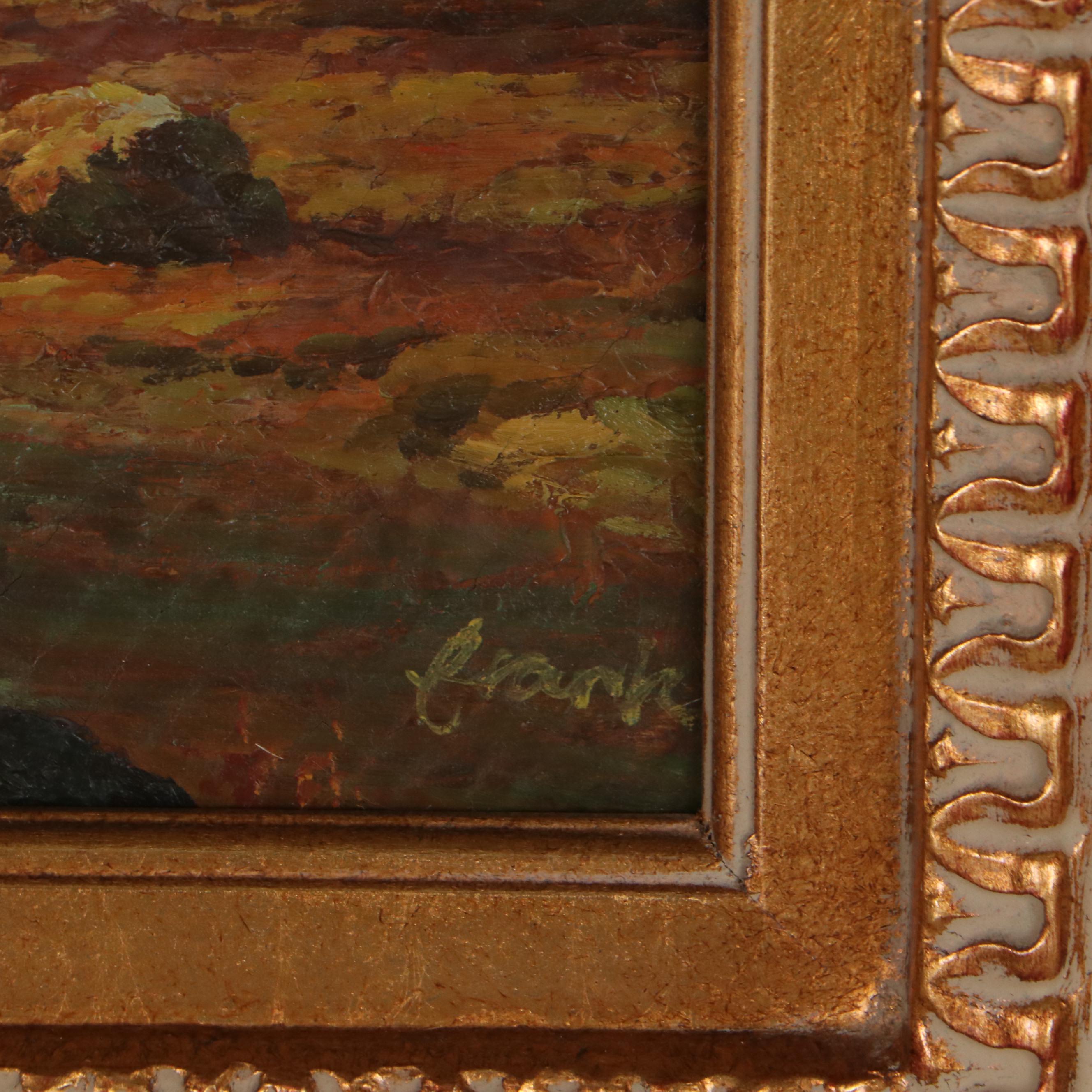 Romantic Landscape Oil Painting of Waterfall