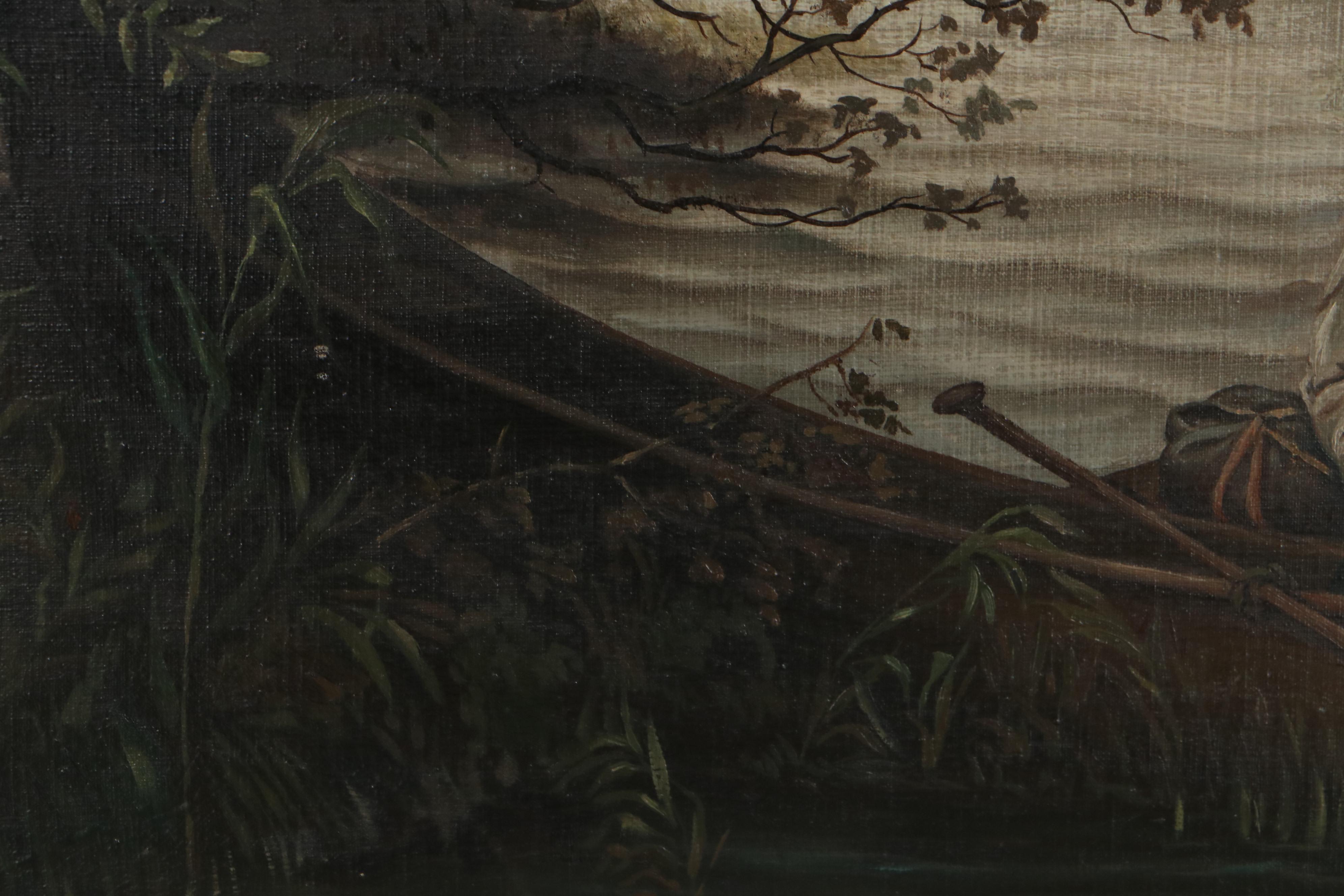 G. Martelli Oil Painting of Couple in Rowboat, 1933