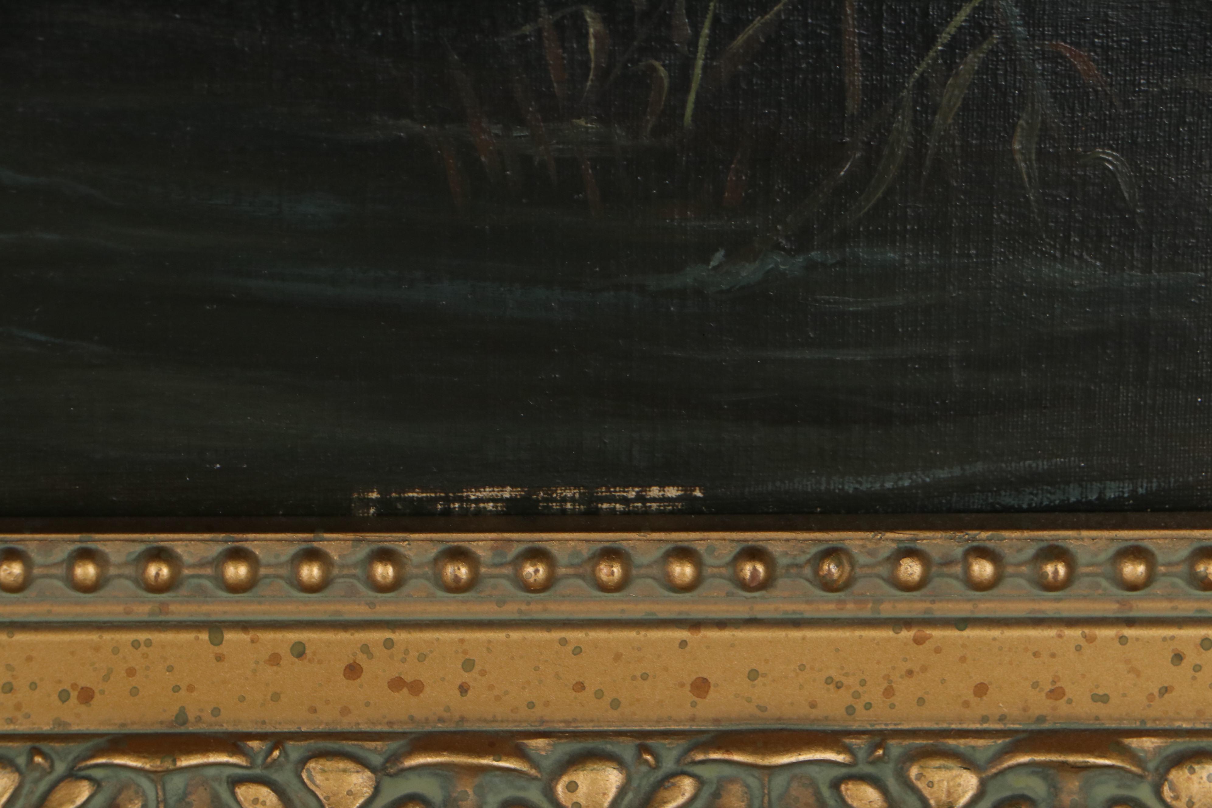 G. Martelli Oil Painting of Couple in Rowboat, 1933