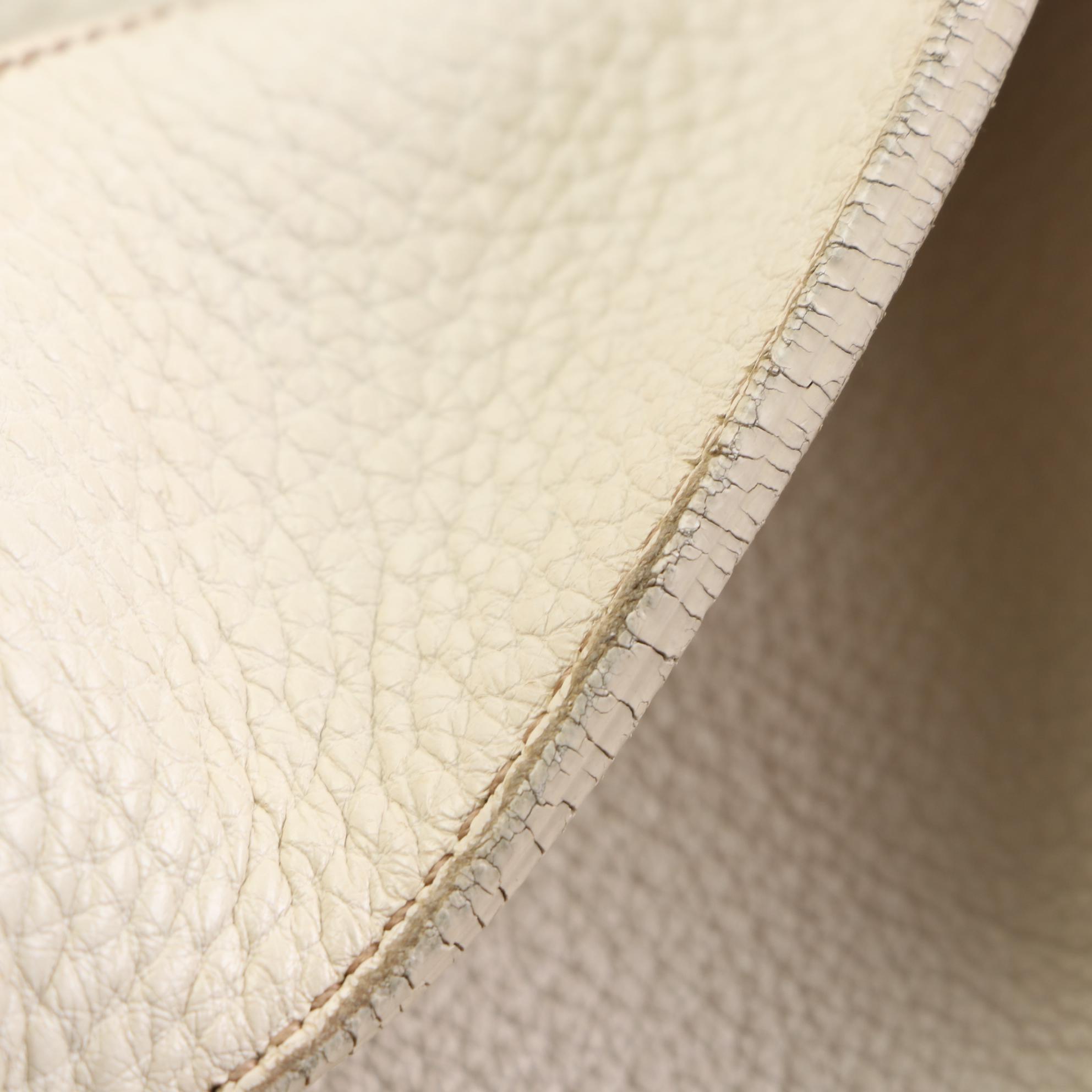 Prada Hobo Bag in Off-White Grained Leather