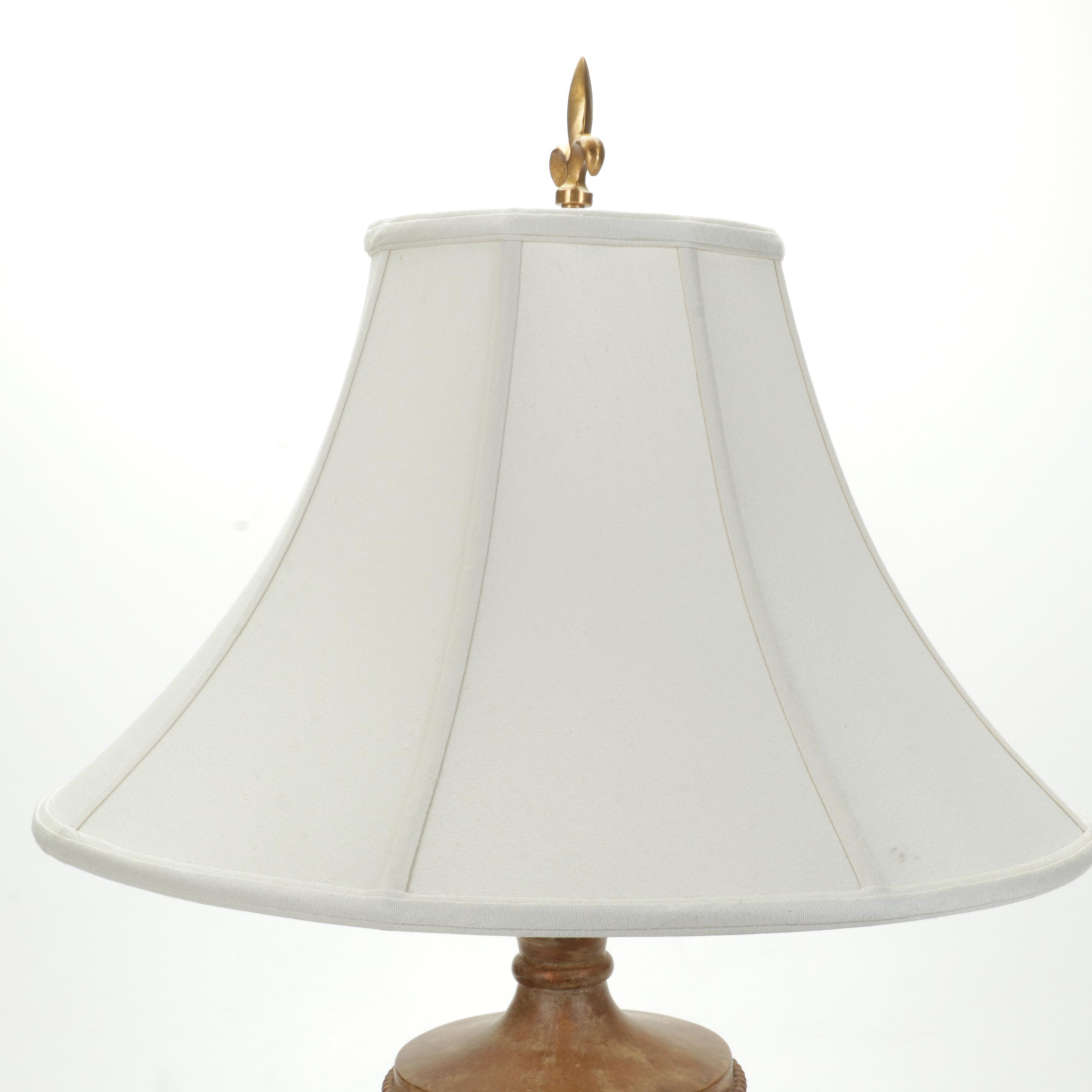 Brass Colored "The Thinker" Bookends With Table Lamp, Mantel Clock and More