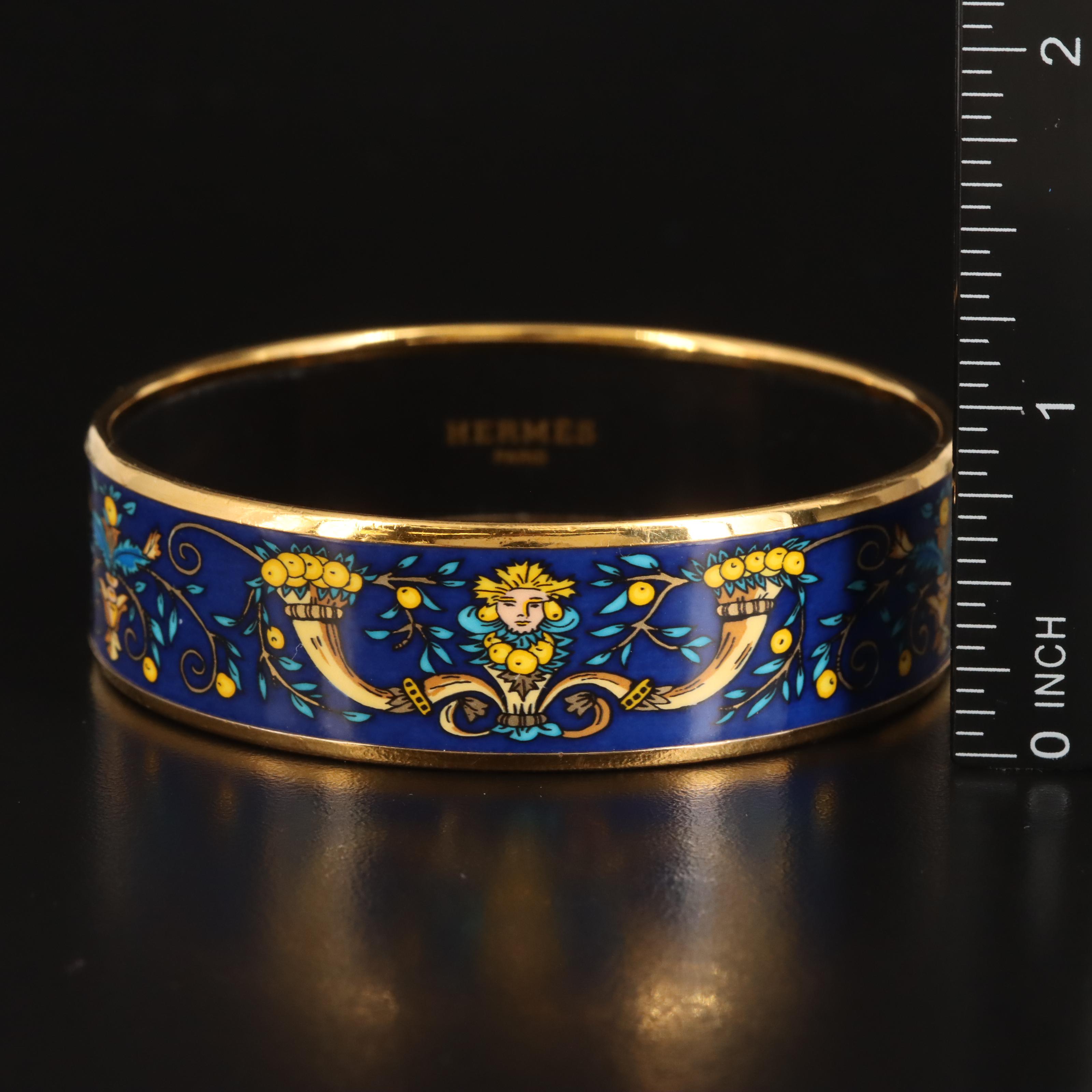 Hermès Wide Blue Enamel Bangle