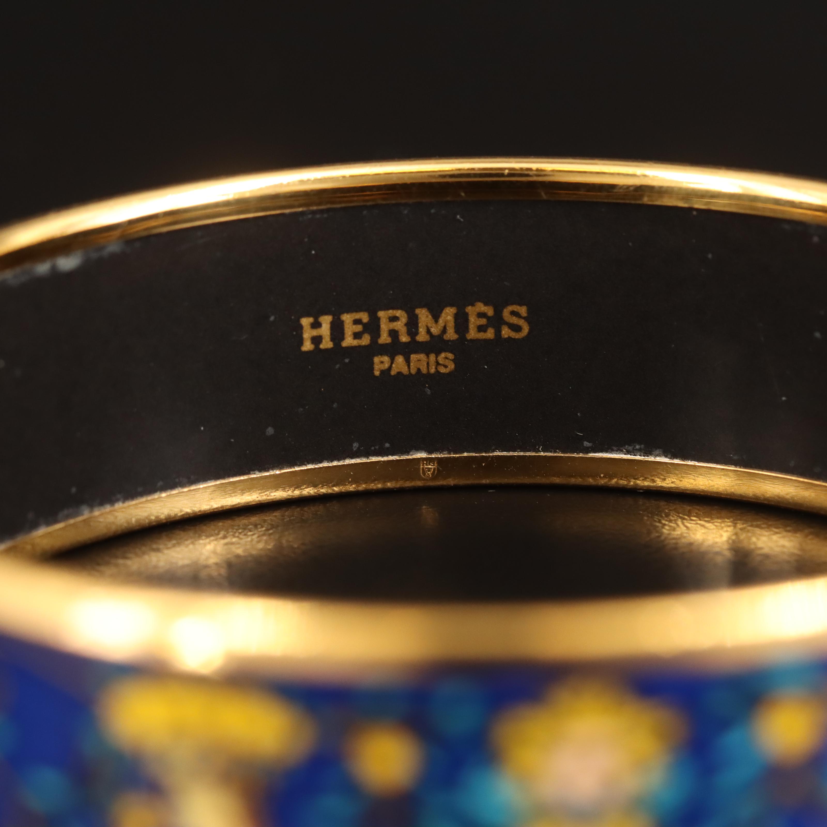 Hermès Wide Blue Enamel Bangle