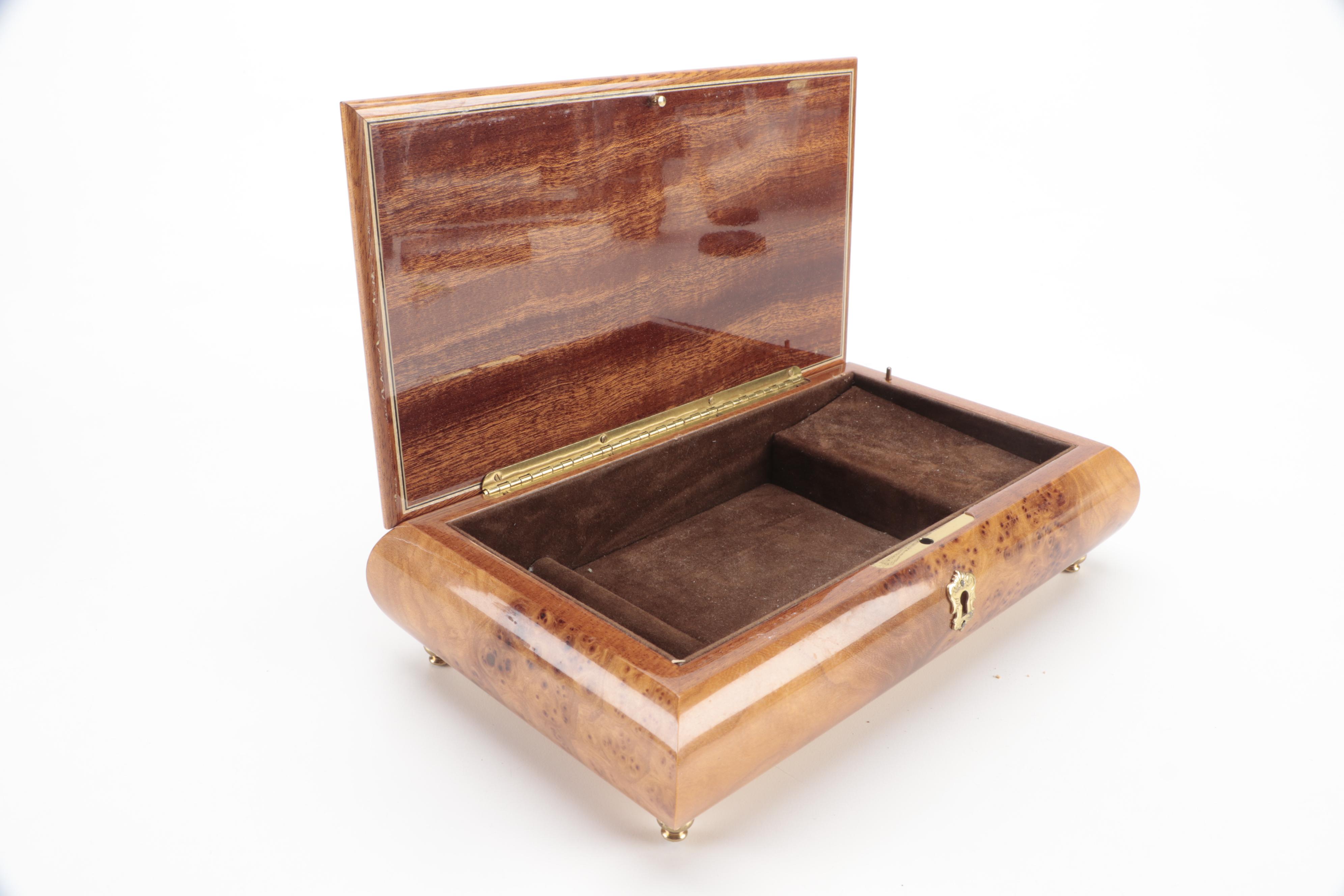 Italian Sorrento Music Box Company Jewelry Box, Late 20th Century