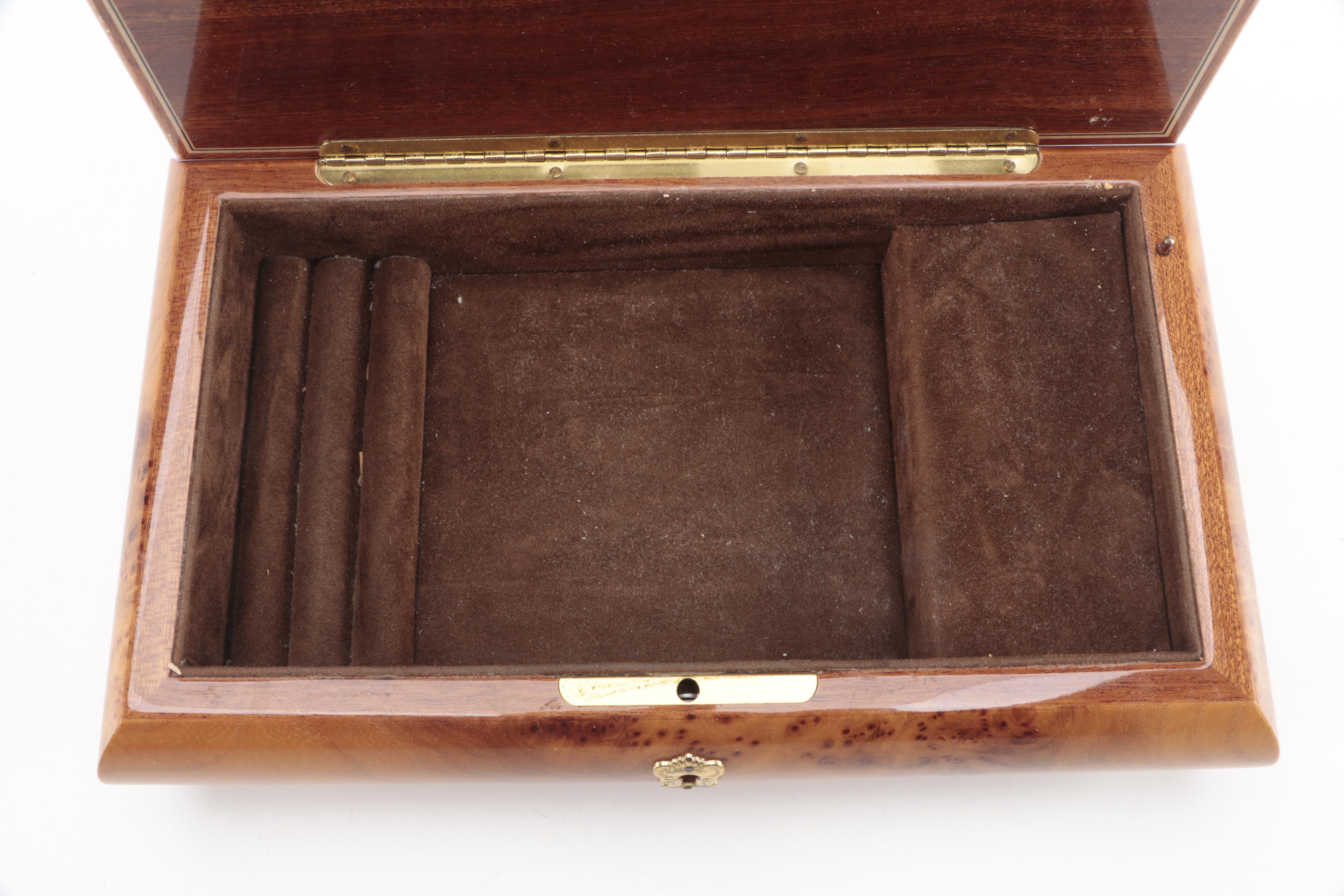 Italian Sorrento Music Box Company Jewelry Box, Late 20th Century