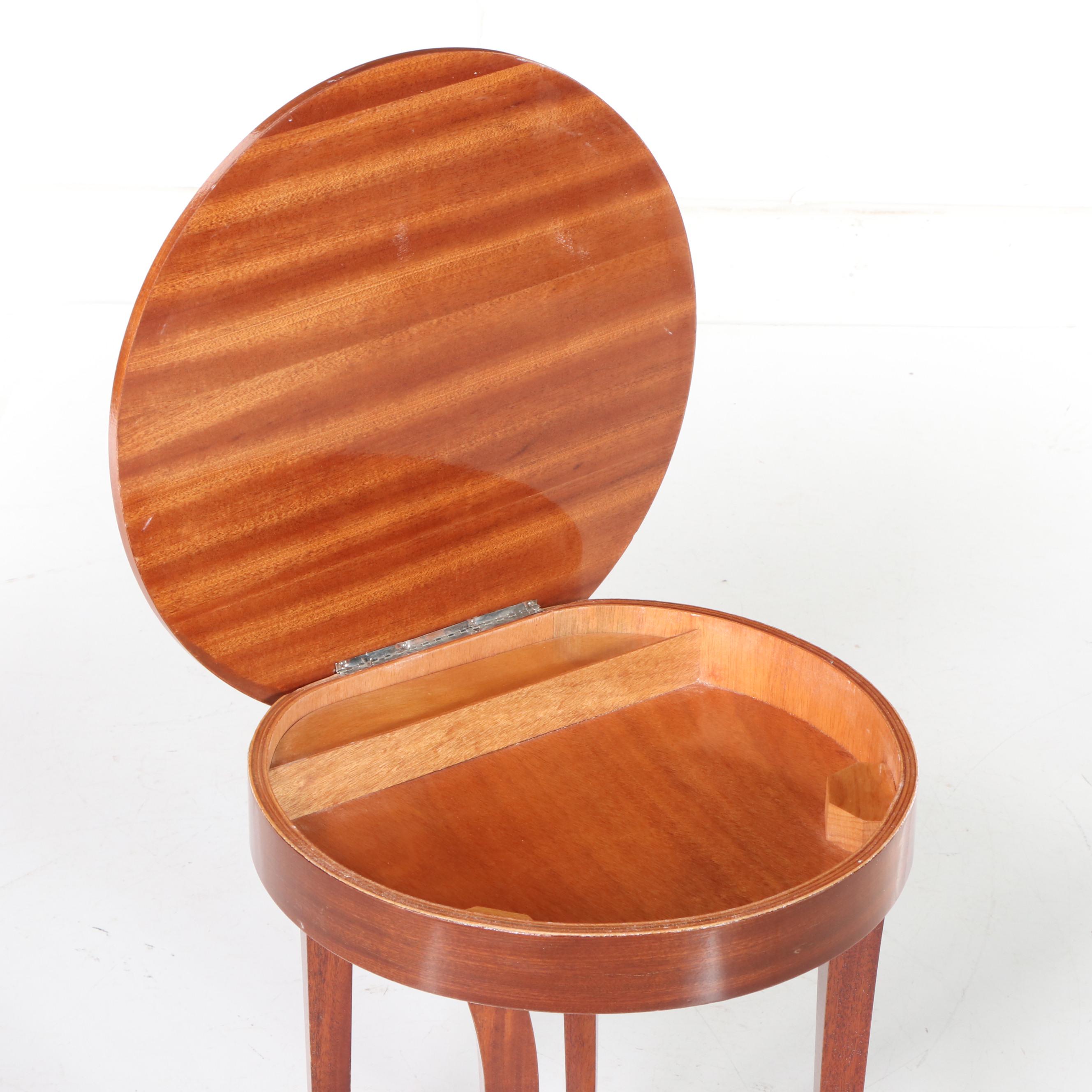 Italian Inlaid Marquetry Music Box Occasional Table, Late 20th Century