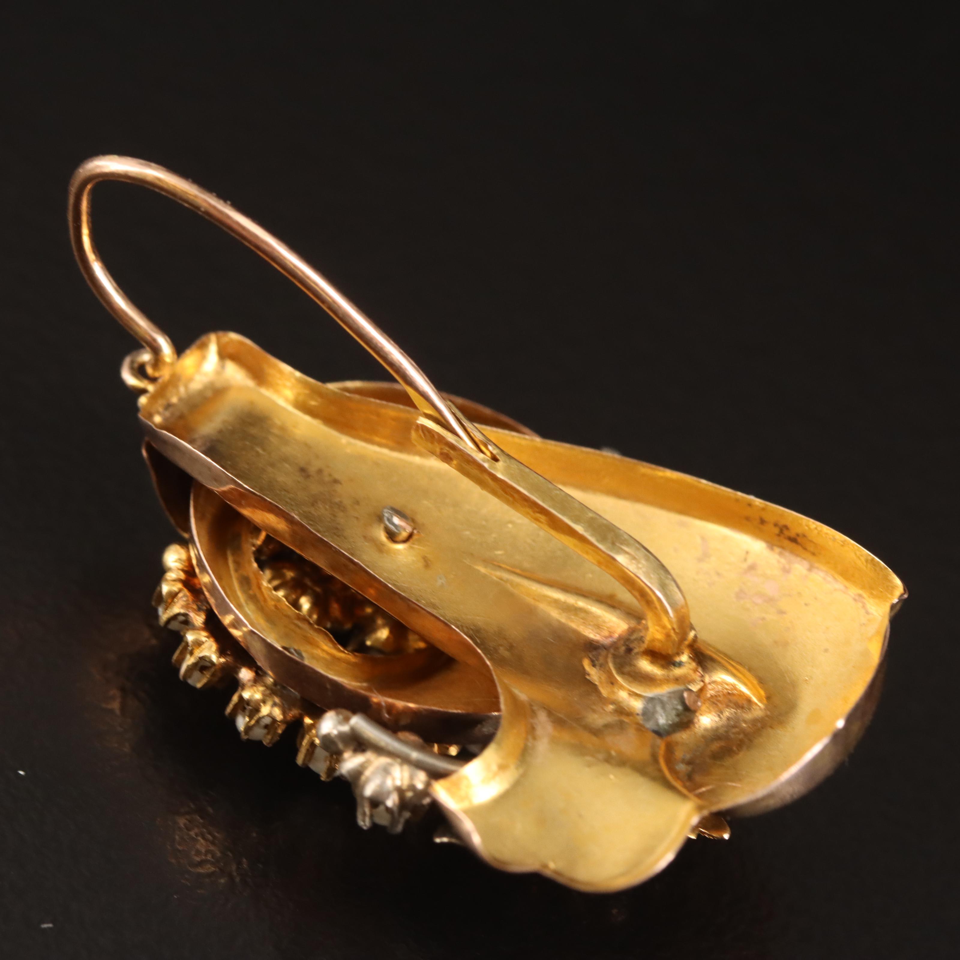 Victorian 10K Rose Gold Glass and Imitation Pearl Earrings