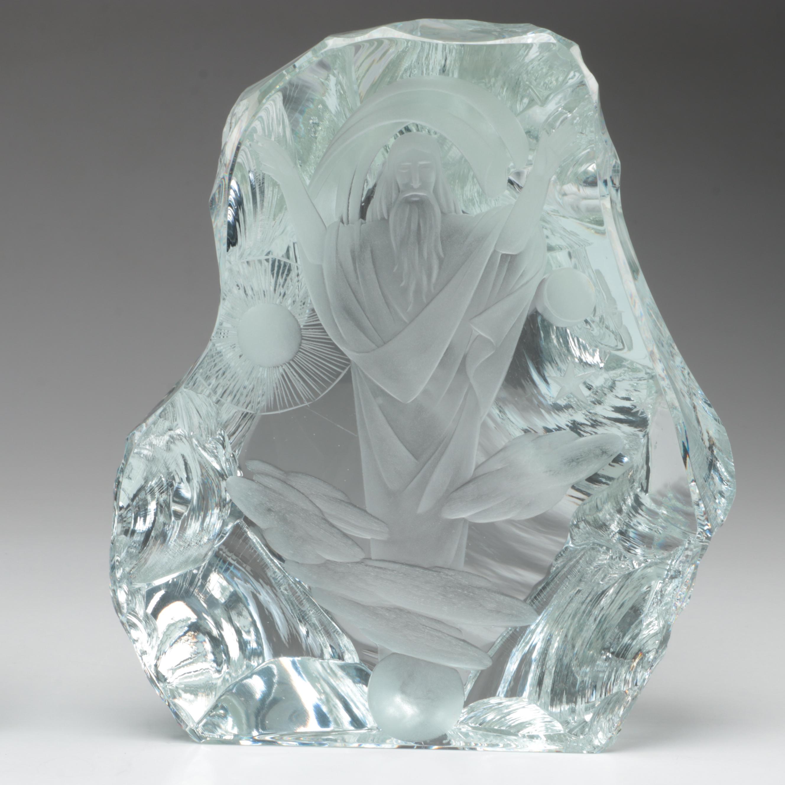 Ježek, Macháček and Tockstein Biblical Engraved Bohemian Czech Crystal Blocks