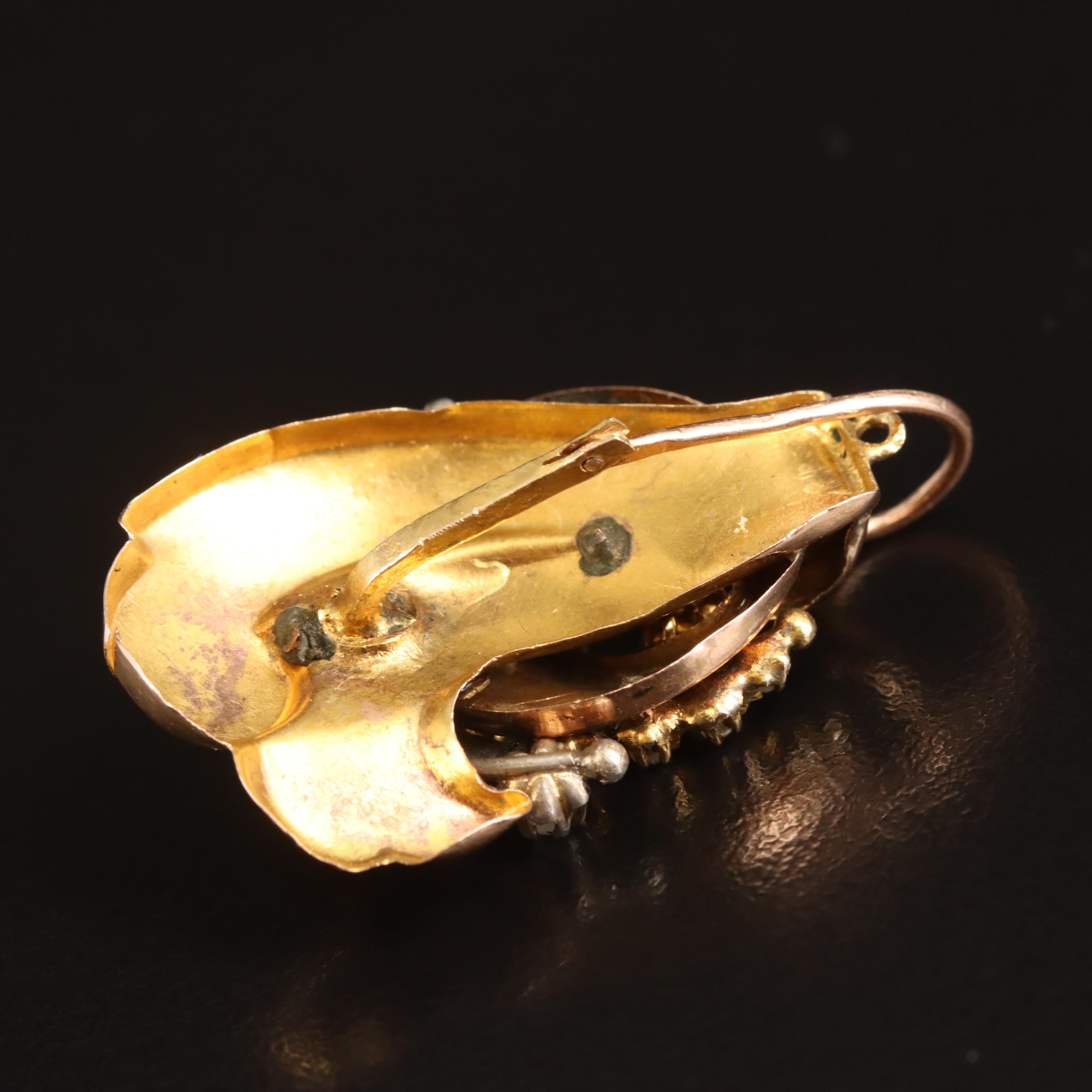 Victorian 10K Rose Gold Glass and Imitation Pearl Earrings