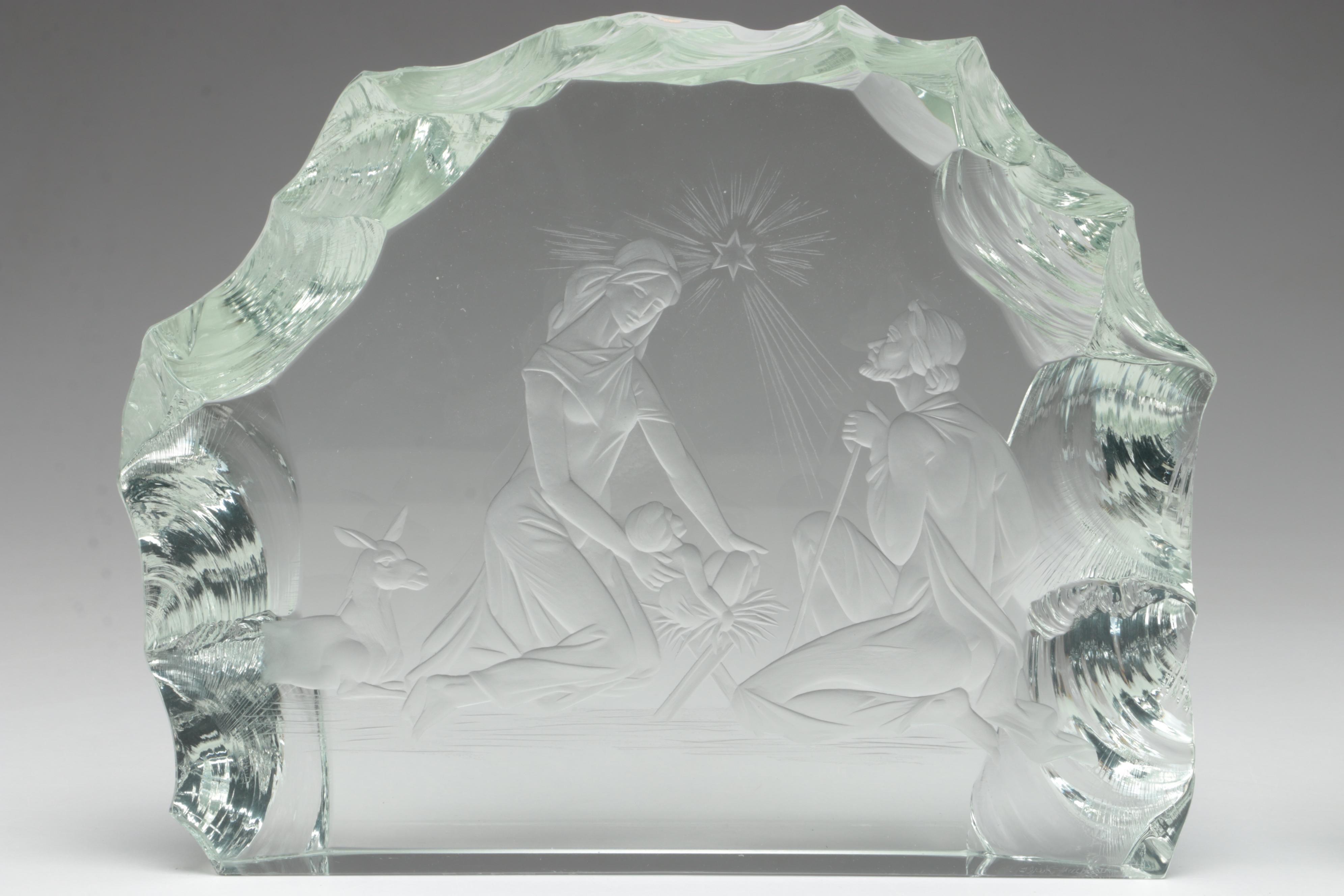 Ježek, Macháček and Tockstein Biblical Engraved Bohemian Czech Crystal Blocks