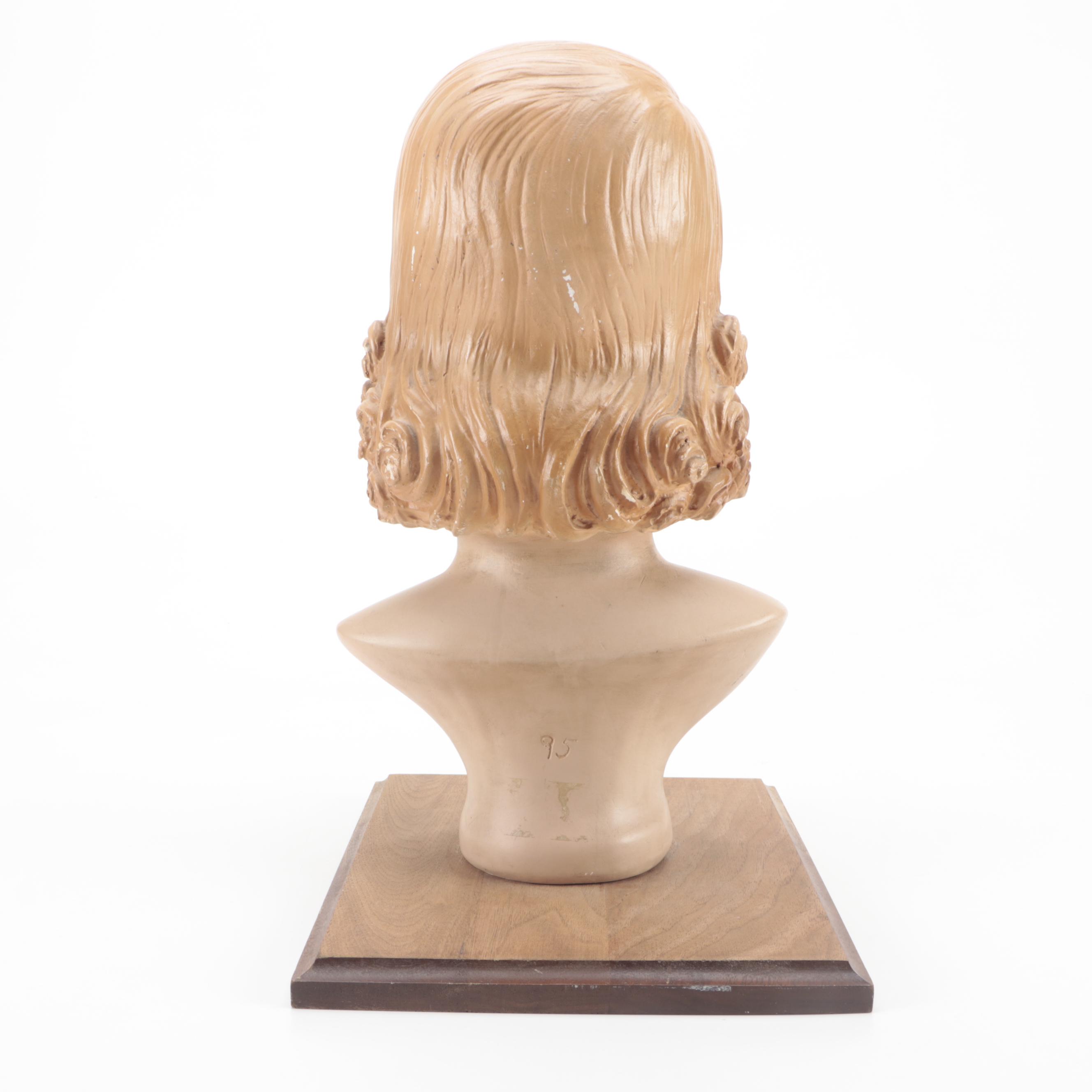 1920s Style Hand-Painted Plaster Mannequin Head With Stand