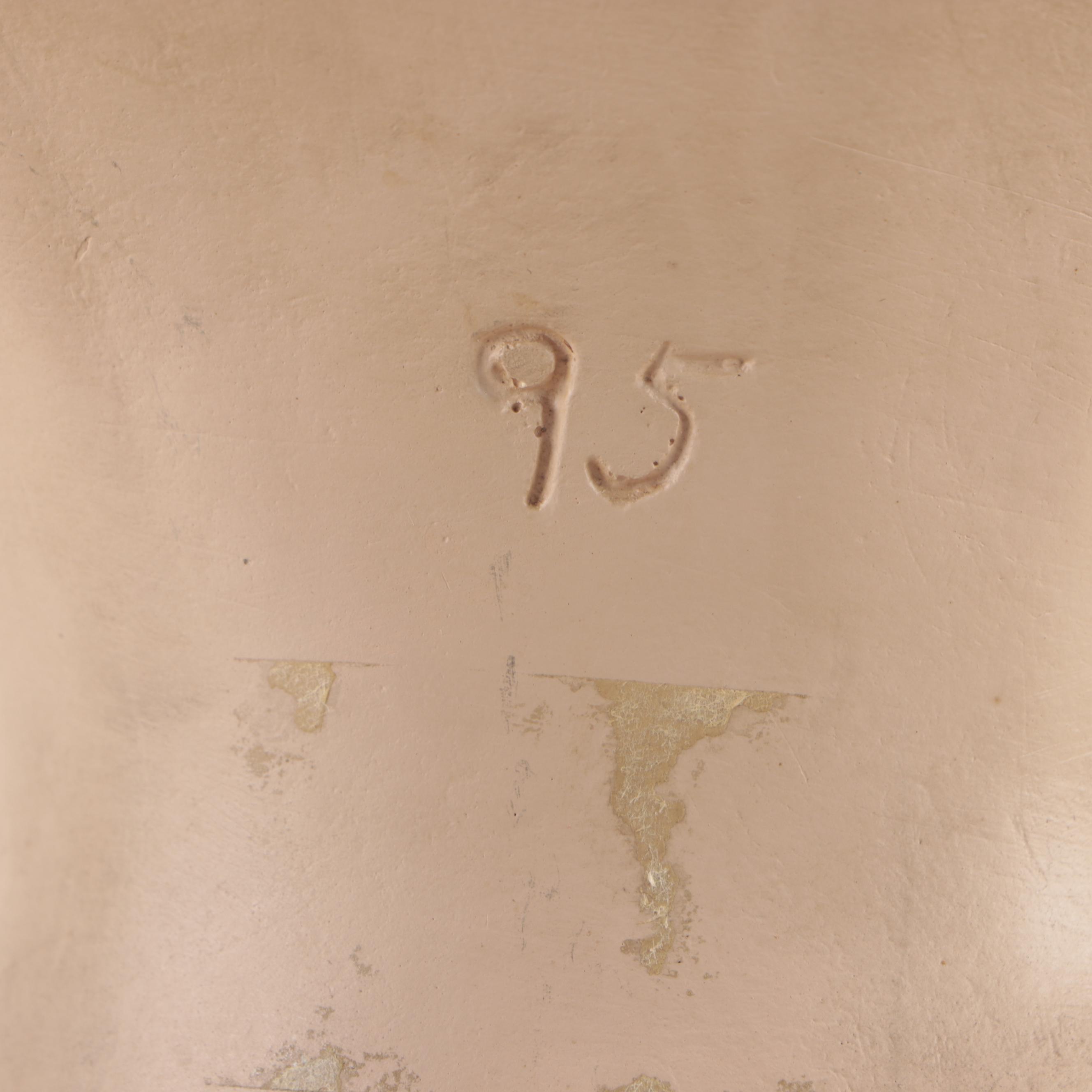 1920s Style Hand-Painted Plaster Mannequin Head With Stand