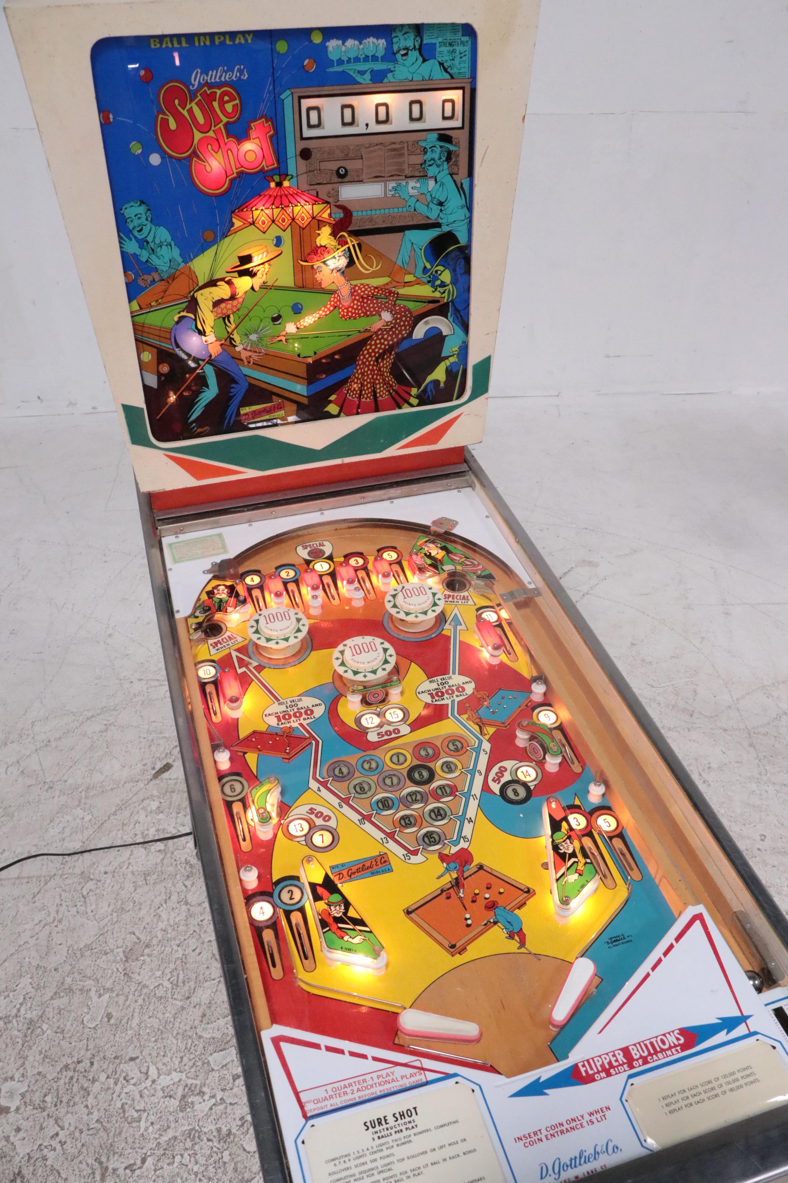 D. Gottlieb & Company "Sure Shot" Pinball Machine, 1975