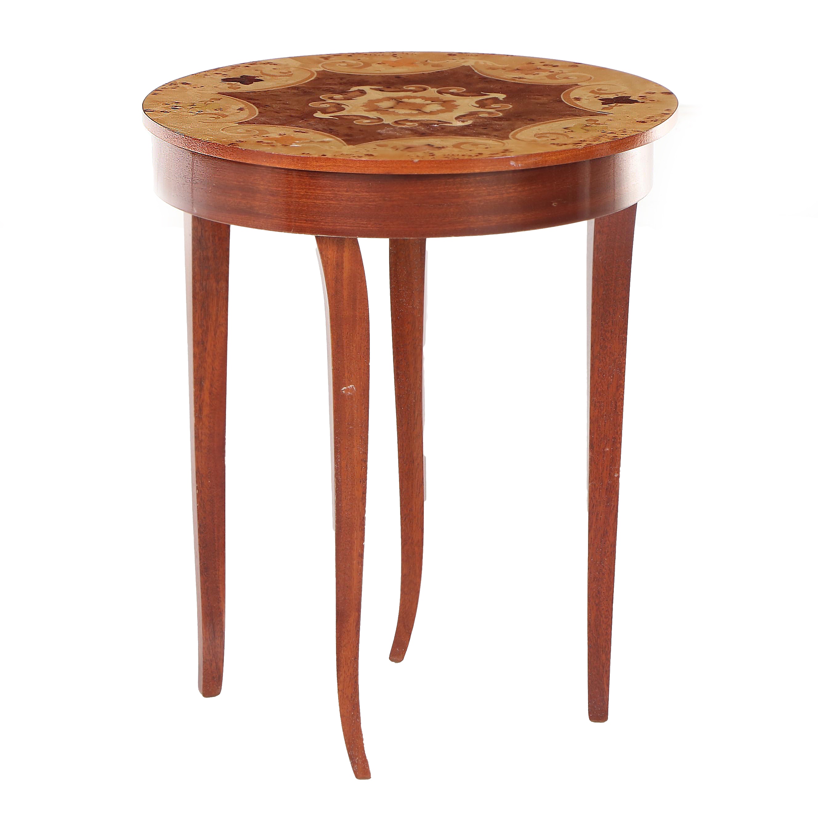 Italian Inlaid Marquetry Music Box Occasional Table, Late 20th Century