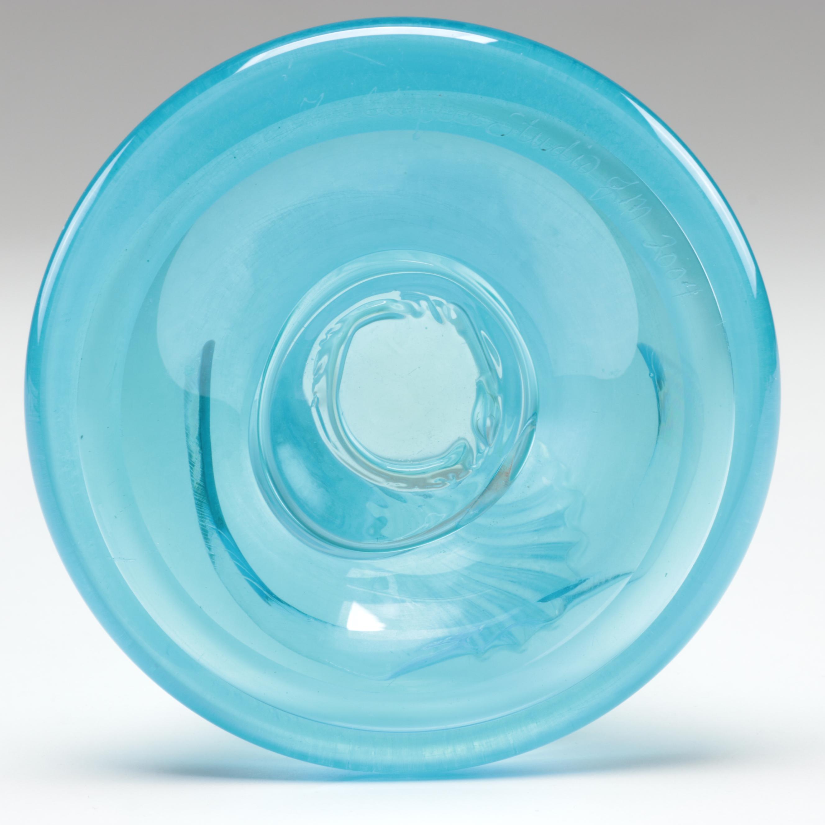 Zellique Art Glass Vase with Green Carnival Glass Tumblers and Other Glass Bowls