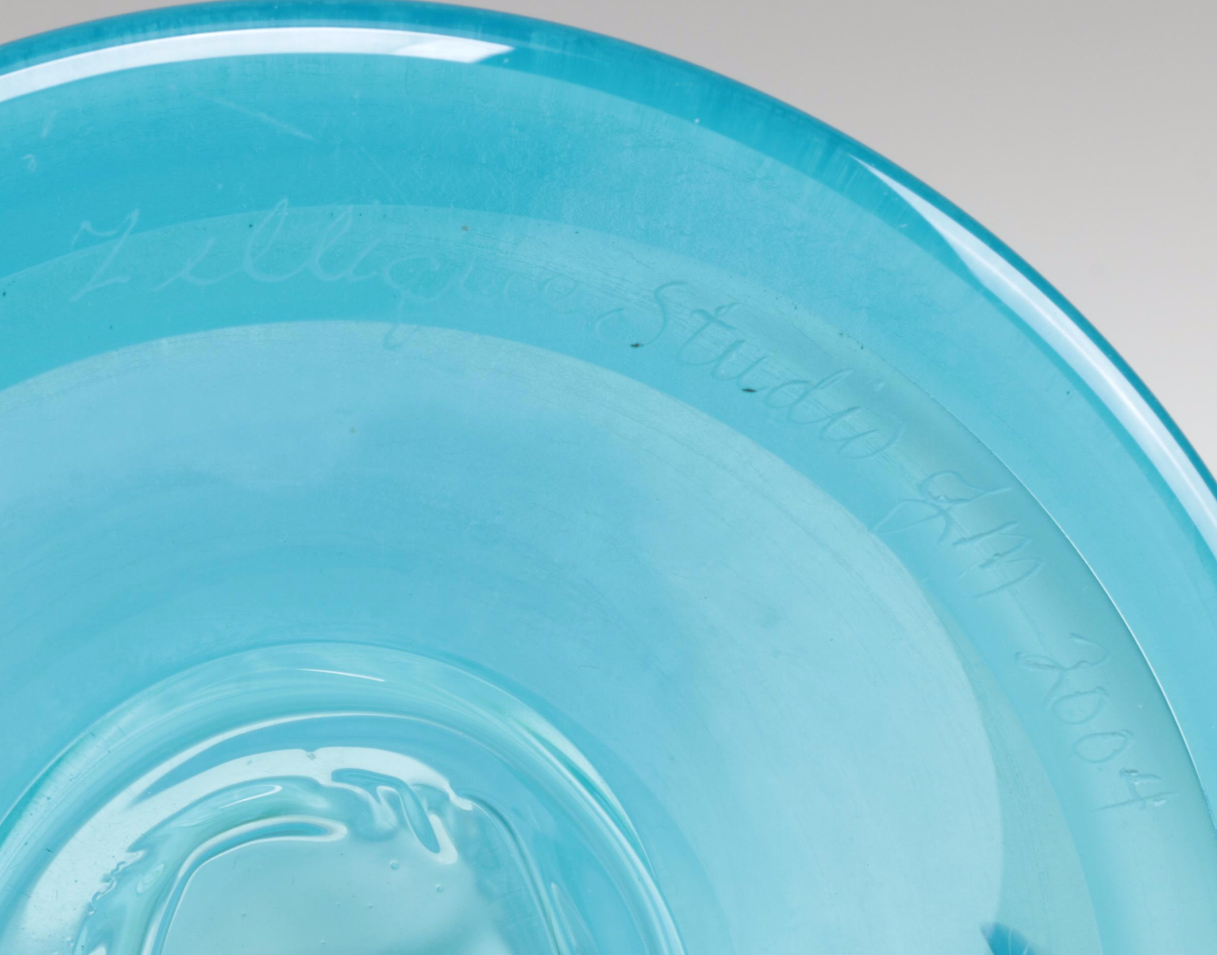 Zellique Art Glass Vase with Green Carnival Glass Tumblers and Other Glass Bowls