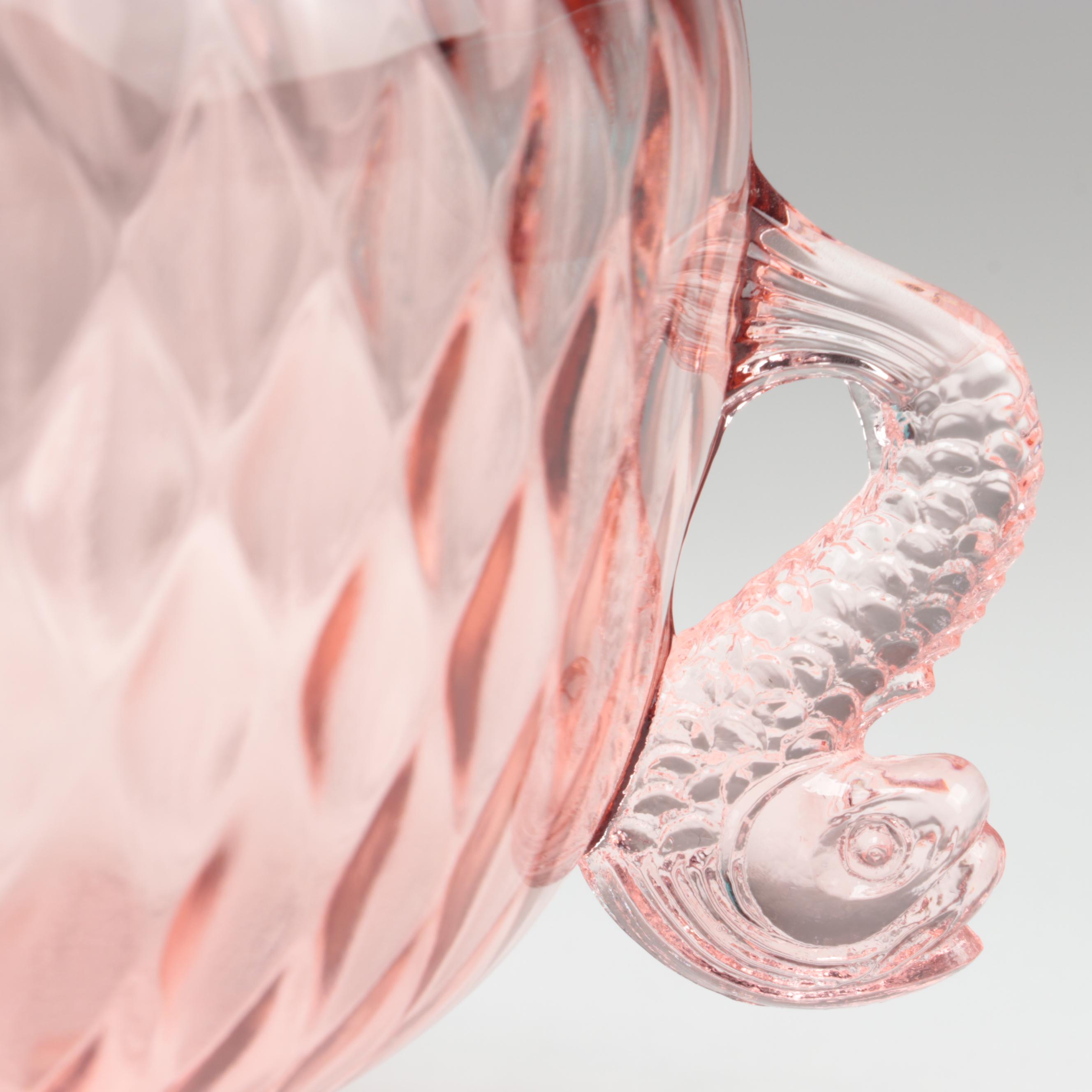 Zellique Art Glass Vase with Green Carnival Glass Tumblers and Other Glass Bowls