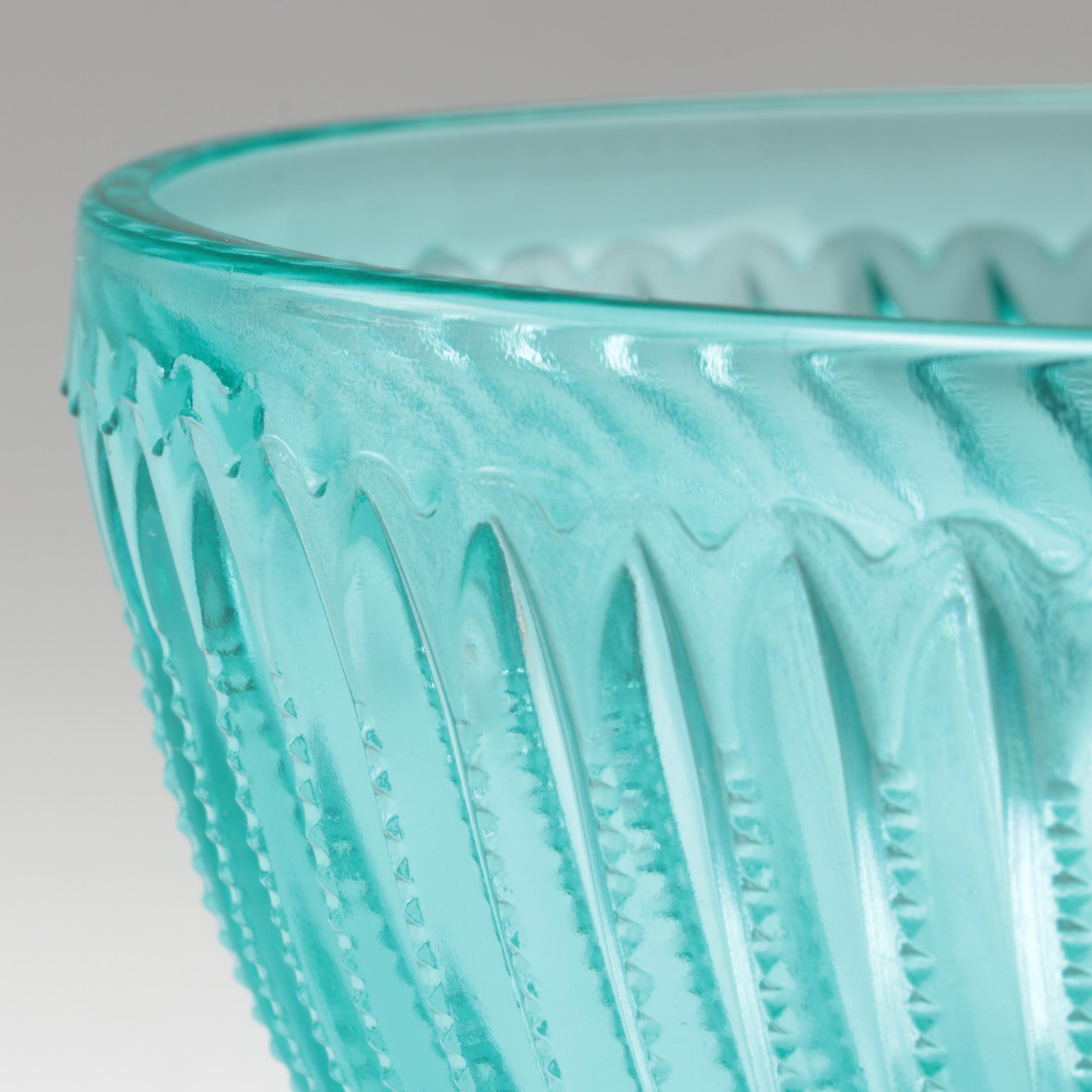 Zellique Art Glass Vase with Green Carnival Glass Tumblers and Other Glass Bowls