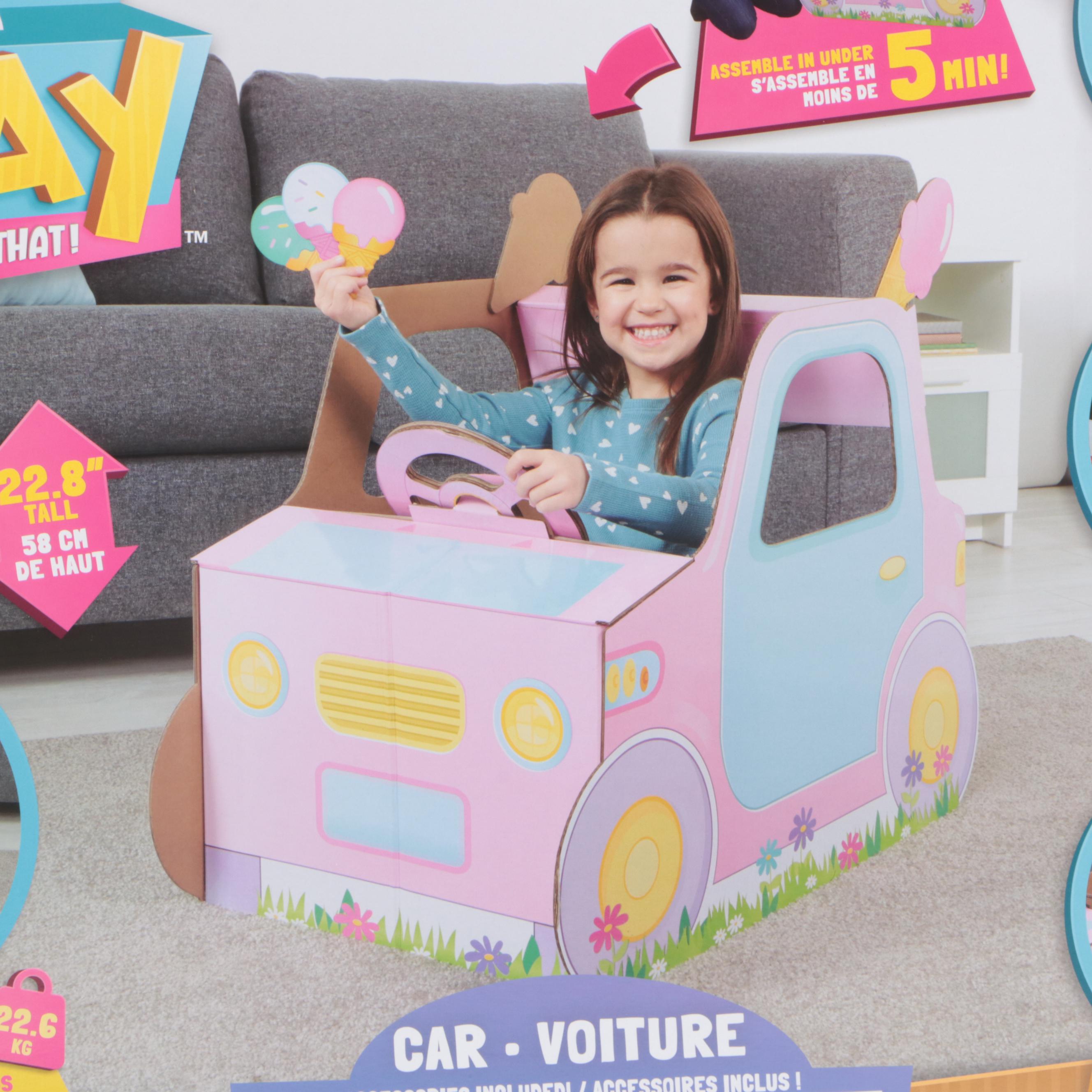 Pop 2 Play Strongfold Cardboard Pink Toy Car Set