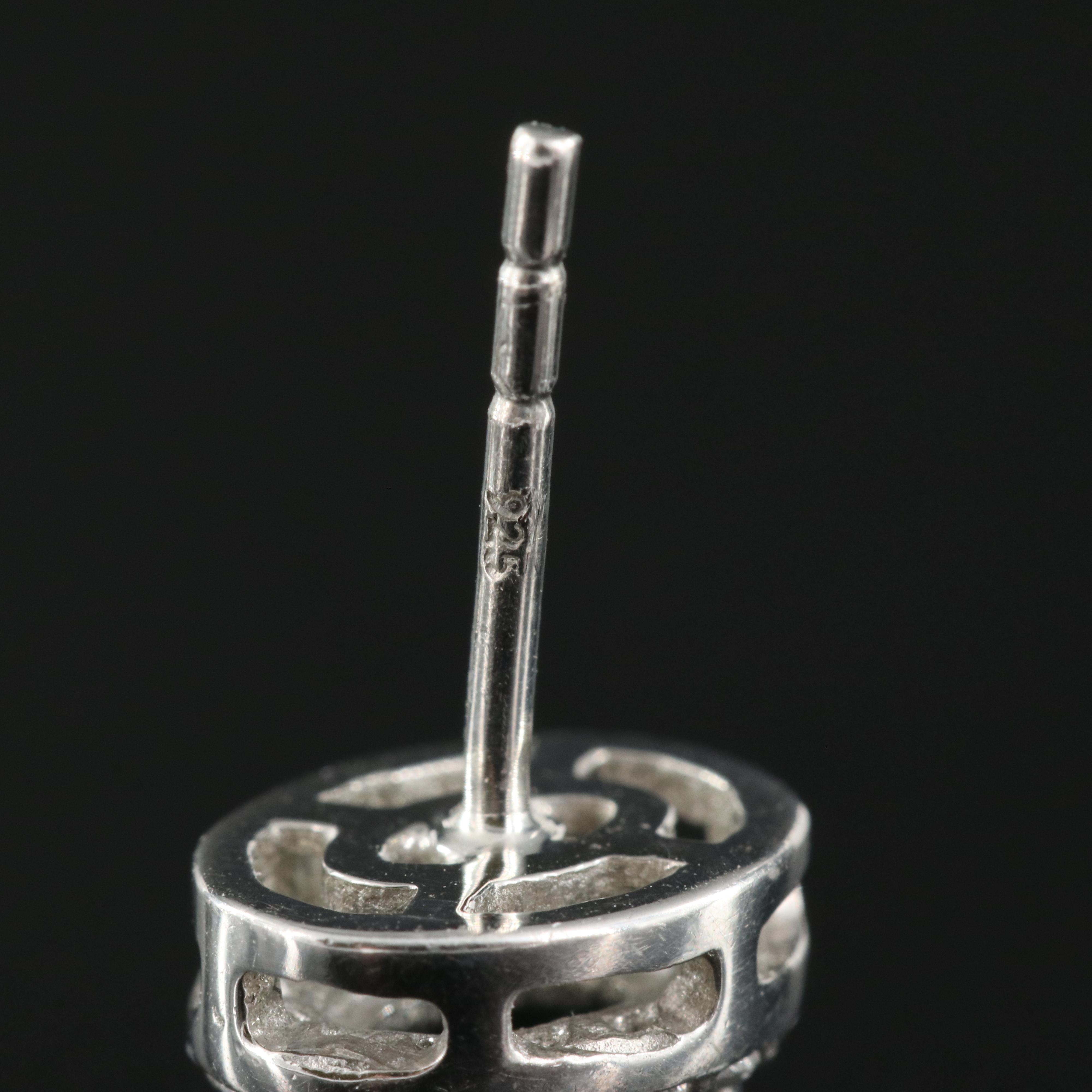 Sterling Saphire and Zircon Halo Stud Earrings