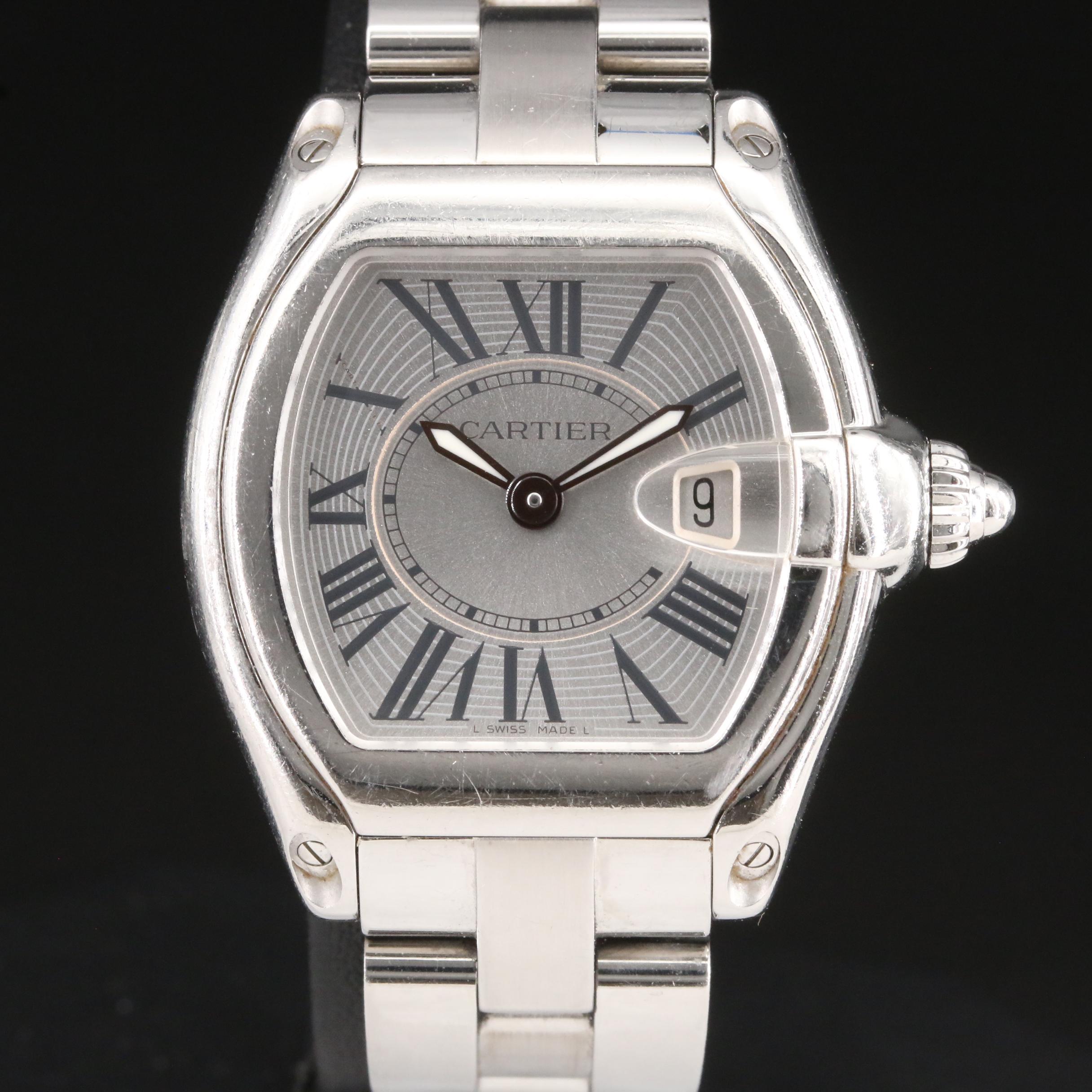 Cartier Roadster Silver Dial Stainless Steel Quartz  Watch with Extra Band