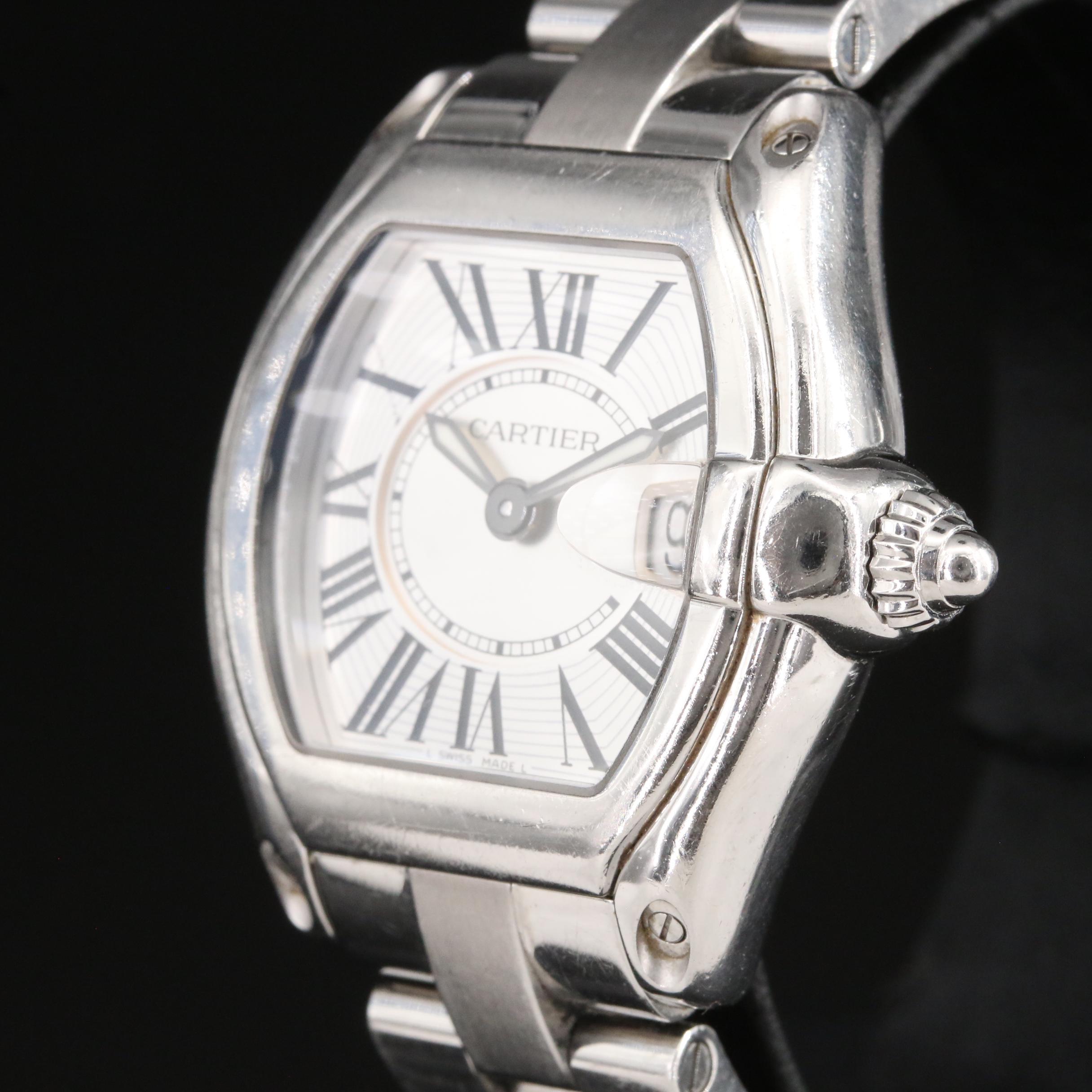 Cartier Roadster Silver Dial Stainless Steel Quartz  Watch with Extra Band